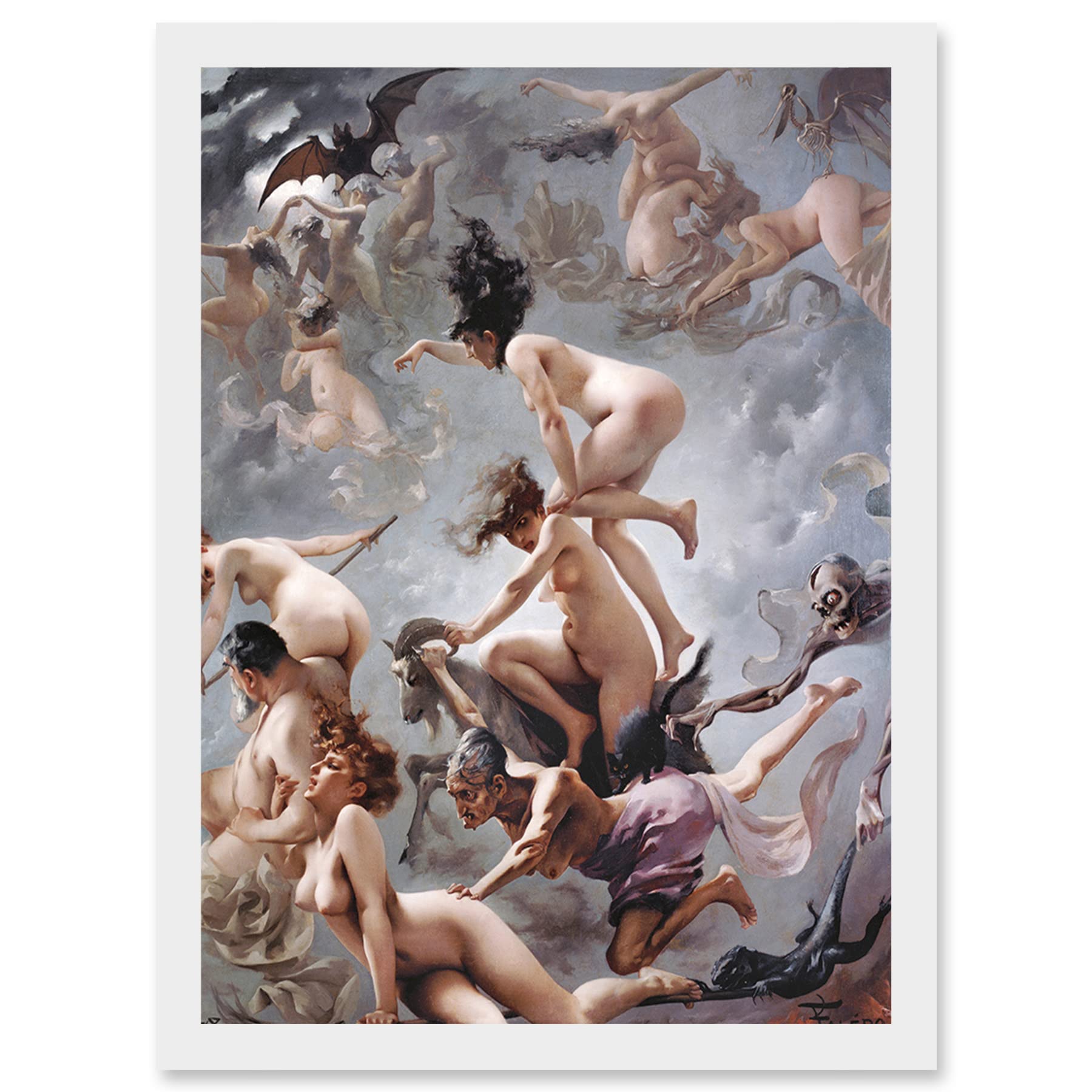 Artery8 Falero Witches Going To Their Sabbath Painting A4 Artwork Framed Wall Art Print