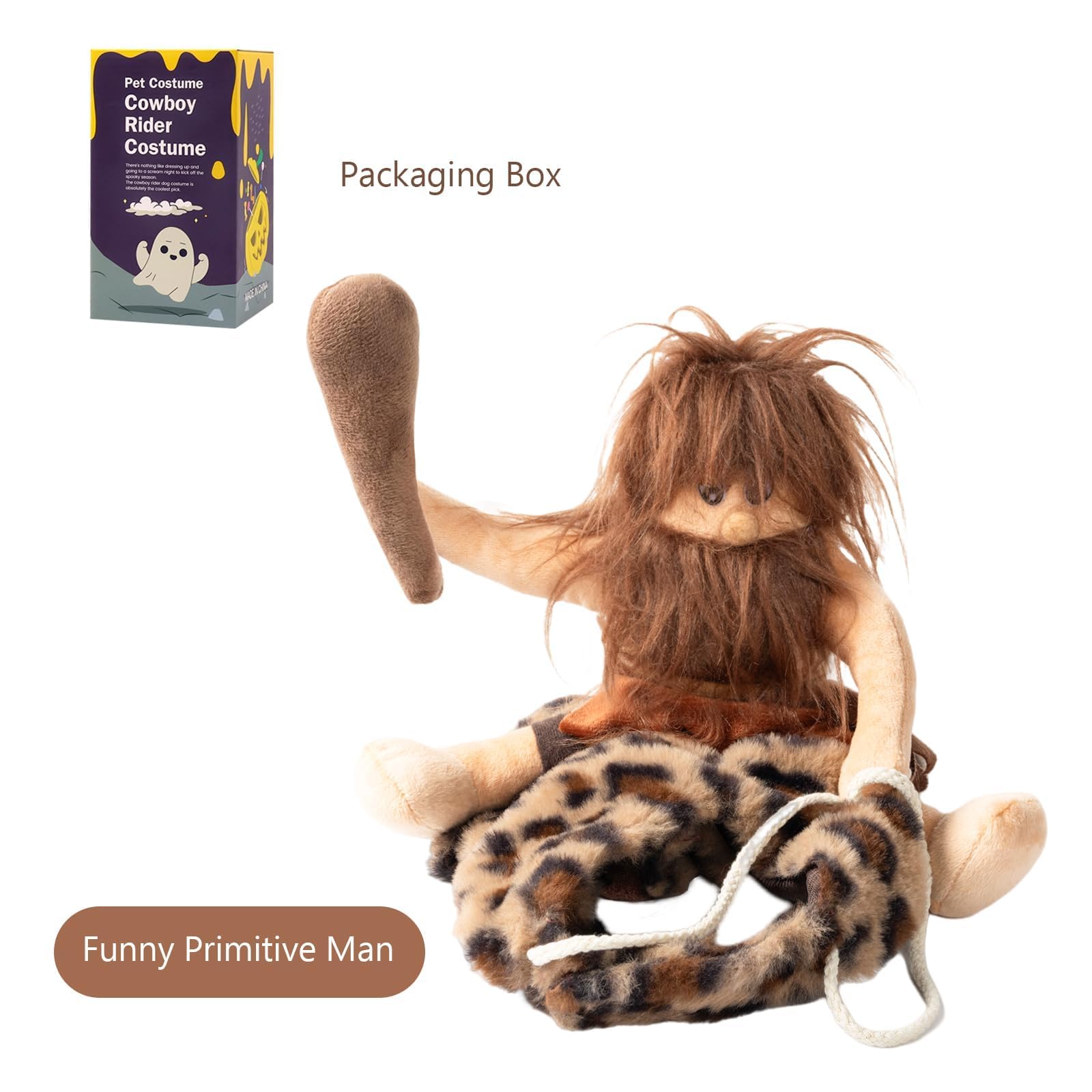 DELIFUR Costume di Halloween per cani, divertente, da cowboy, da equitazione, costume per animali domestici, costume da cowboy, per cani di taglia piccola, media e grande (uomo primitivo, XL)