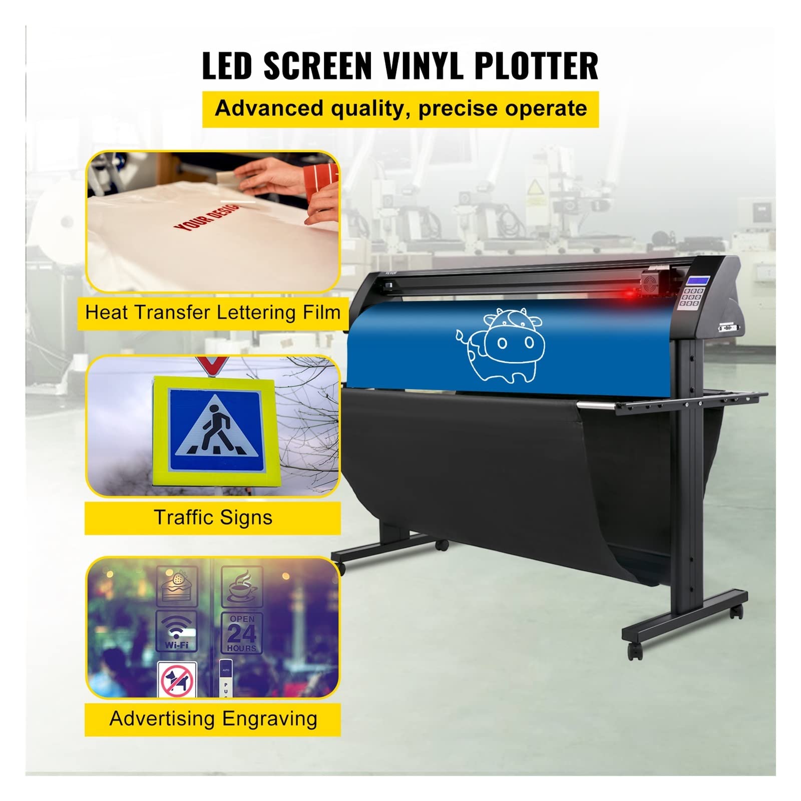 28/34/53 Zoll halbautomatischer Vinylschneider, Schneideplotter, Drucker mit Bodenständer, 3 Klingen, LCD-Display(870mm)
