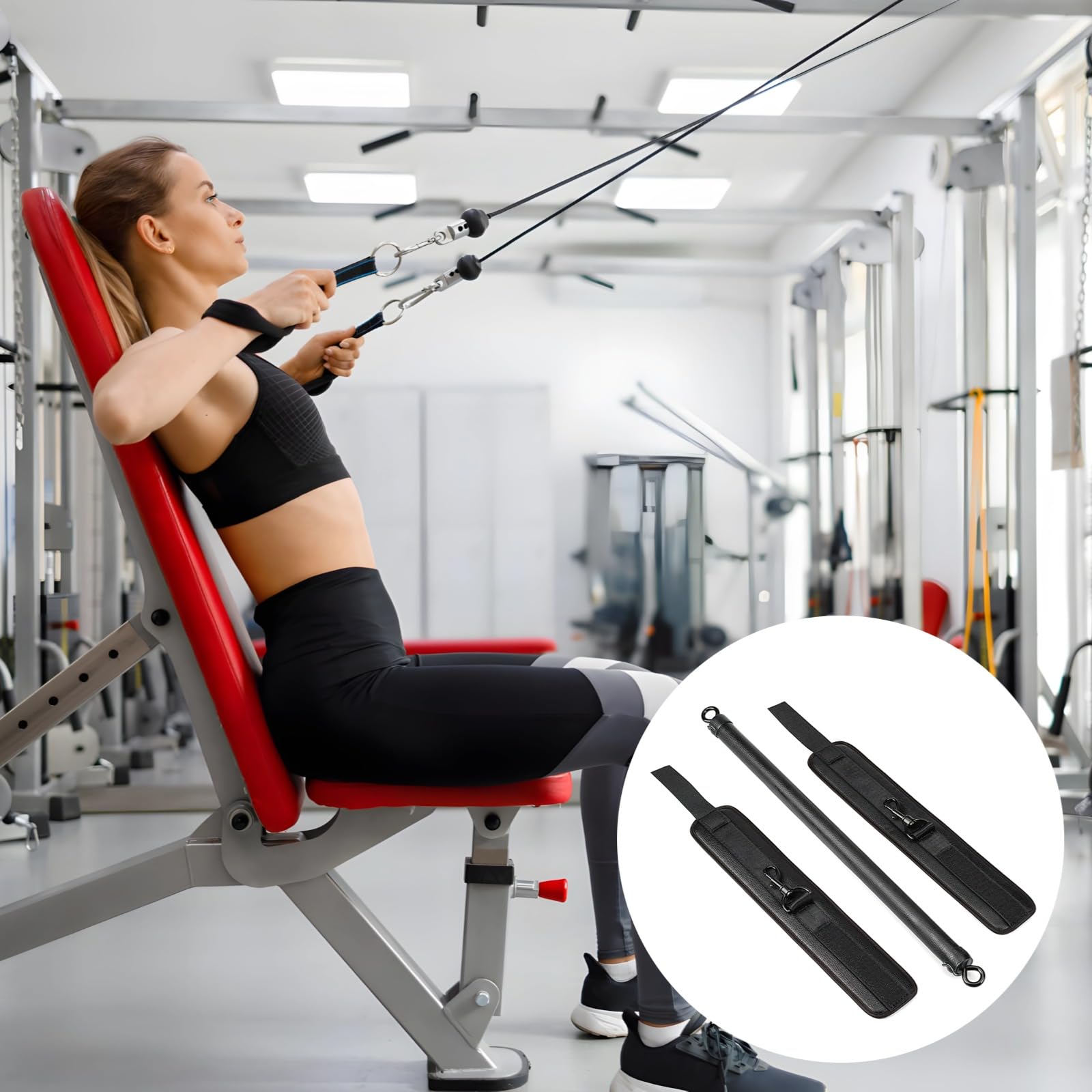 Expandable Fitness Bar for Legs & HIPS with Adjustable Spreader, Pu & Stainless Steel, Includes Wrist & Ankle Restraints