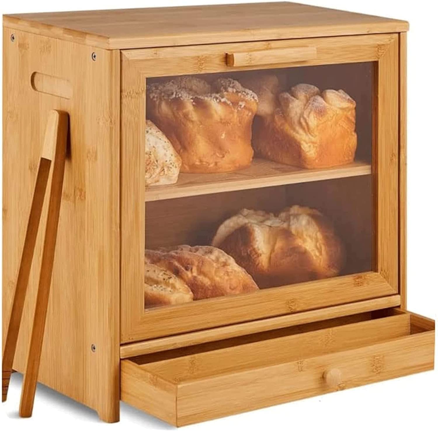 LIOONS Práctica Panera, Panera De Doble Capa, Panera De Cocina, con Ventana Transparente para Mayor Comodidad Y Frescura