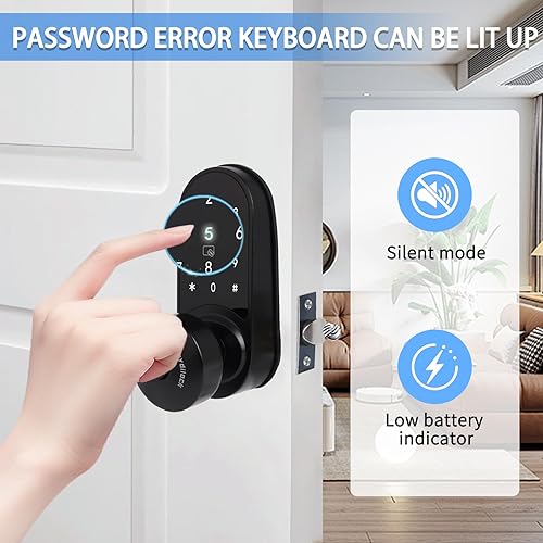 Miniatura 4 de Cerradura de puerta electrónica con pantallas táctiles,Cerraduras de puerta para puerta delantera, perilla de puerta electrónica contarjeta