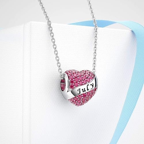 Miniatura 6 de DALARAN Dijes de piedra natal para pulsera Pandora de plata de ley 925, cuentas de corazón, regalo de feliz cumpleaños para mujeres (caja de dijes