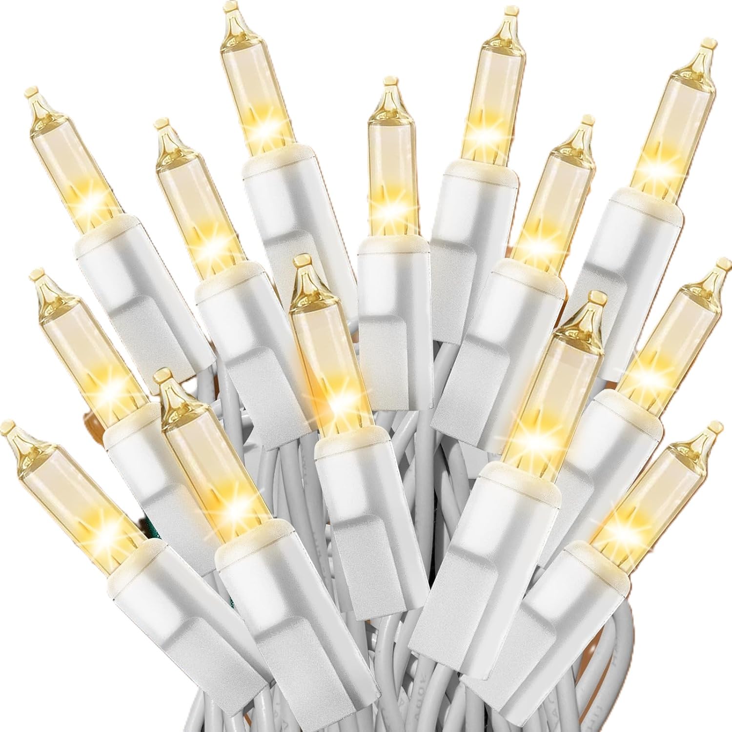 Holiday Pride White Christmas Tree Lights - 100 Count Clear White Lights String on White Wire - 24 Ft - Indoor/Outdoor Use - UL Listed - Static & Flashing Modes - Connectable