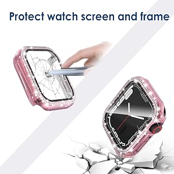4 Pack Bling Case Screen Protector Compatible with Apple Watch 45mm