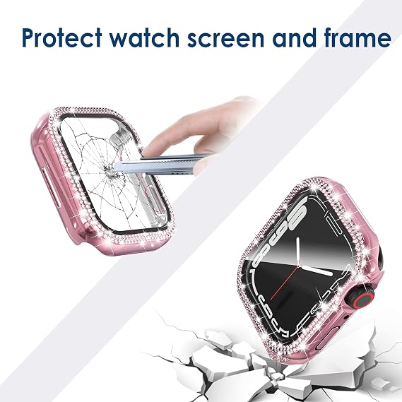4 Pack Bling Case Screen Protector Compatible with Apple Watch 45mm
