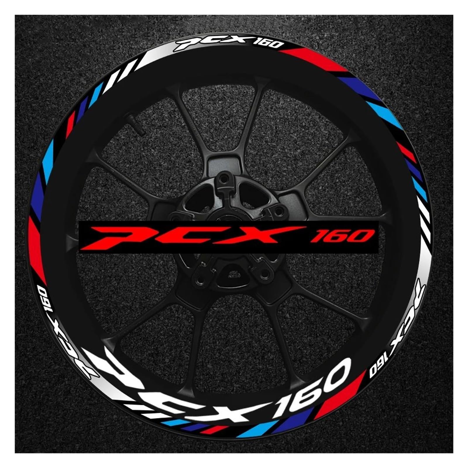 do PCX160 PCX 160 Przód 14″ Tylny 33″ Laser/Odblaskowe Naklejki na piastę Koła Moto Skuter Felgi Akcesoria (Projekt C)