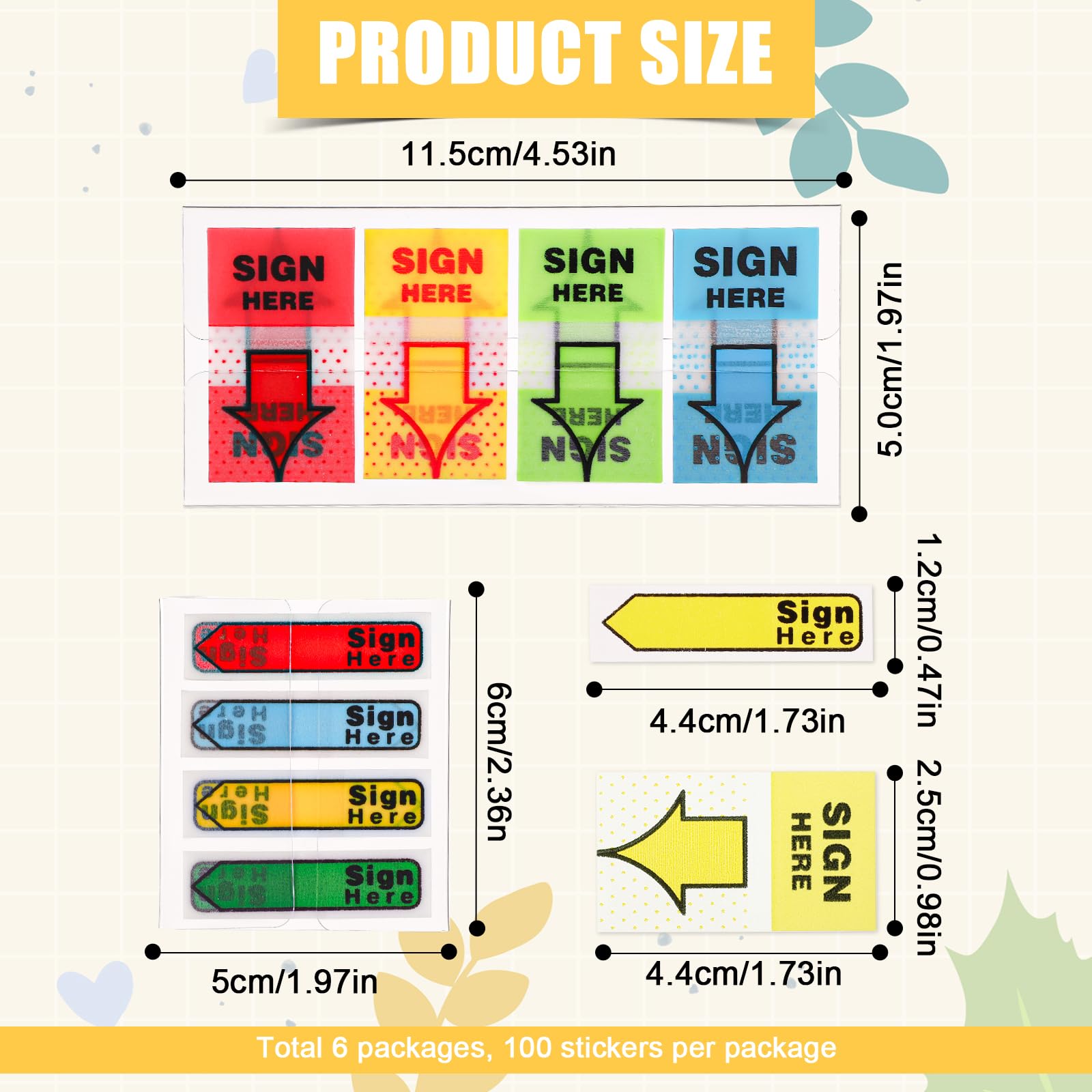 Lot De 600 étiquettes Autocollantes Sign Here Pour Documents, Cahiers, Fournitures Scolaires (orange, Violet