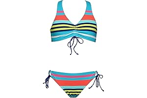 Trendy Summery Girls' Racerback Bikini Top and Side Tie Hipster Bottom Swimsuit Set