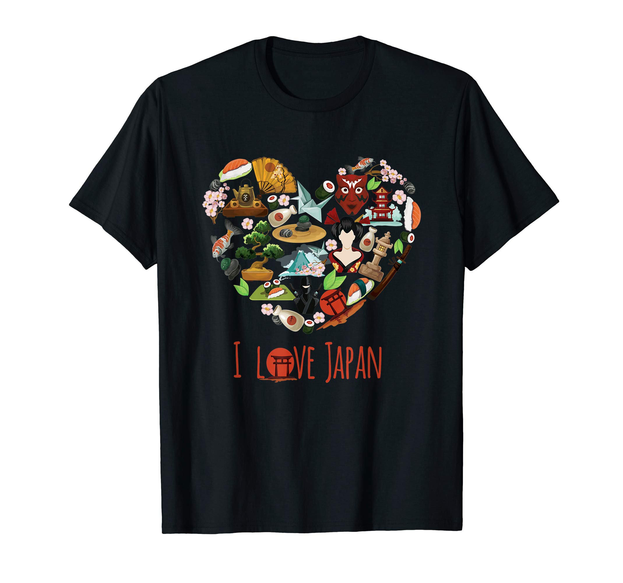 Travel TeezJapanese Love Heart Sakura Tea Samurai Zen Spirit T-Shirt