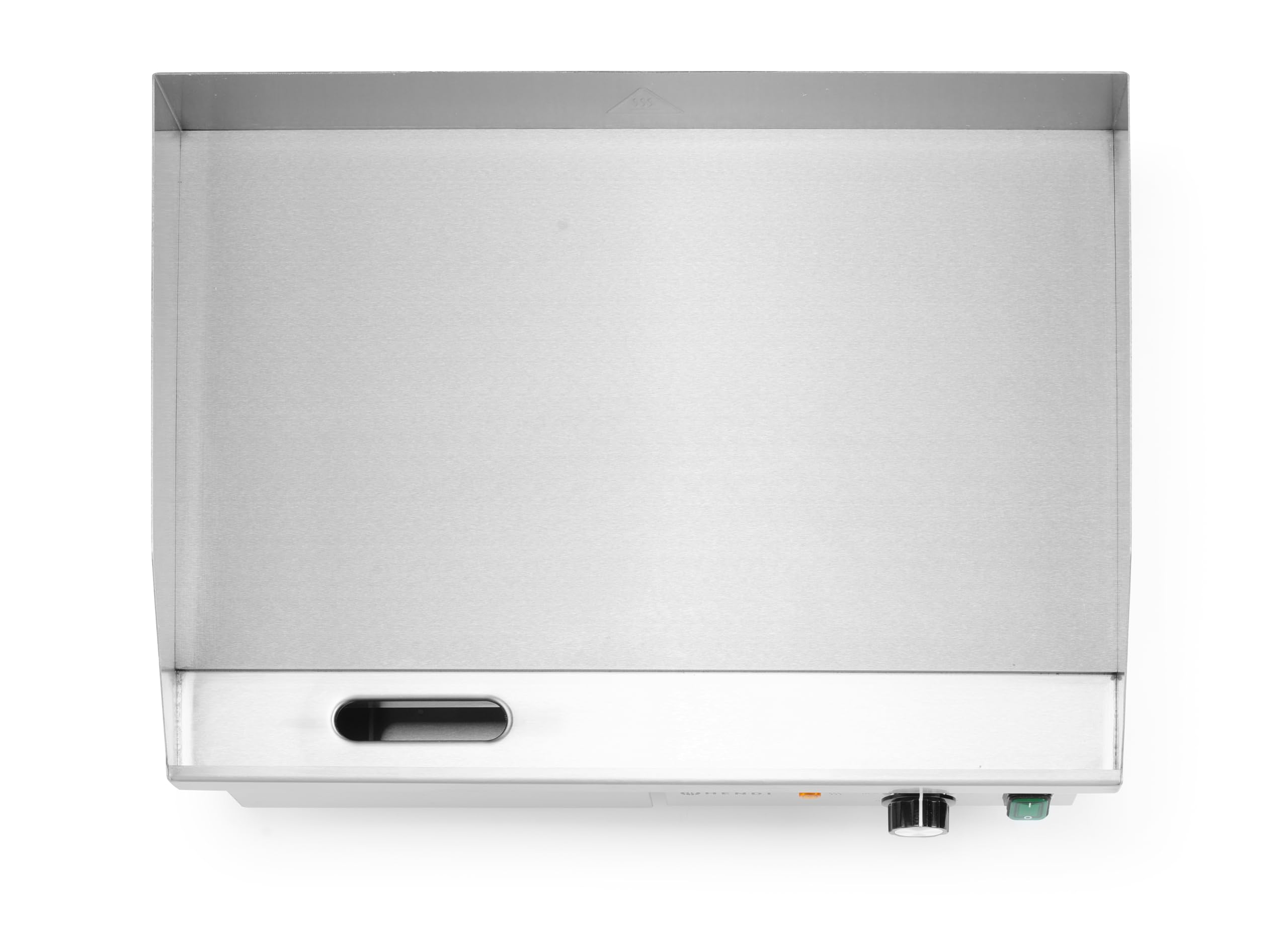 HENDI Elektryczna płyta grillowa, w całości gładka, wyjmowana szuflada, temperatura regulowana do 300°C, grill stołowy, grill gastronomiczny, 230V/3000W, 550x430x(H)240mm, stal nierdzewna