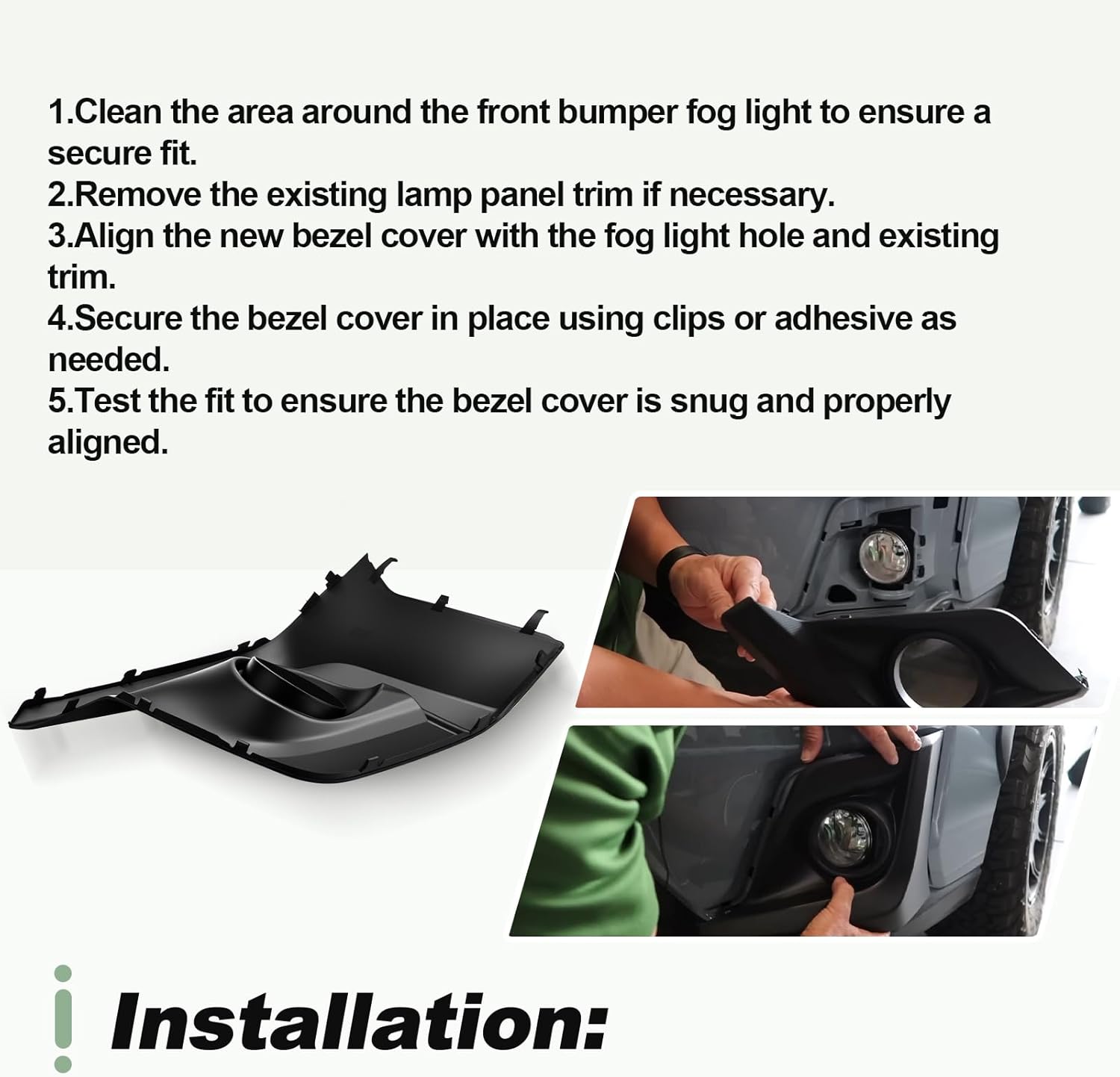 Fog Light Cover Bezel Front Left and Right Driver Side Passenger Side Black Incl. Light Hole Compatible with 2018-2020 Subaru Crosstrek Replace 57731FL082 57731FL092 (Left)