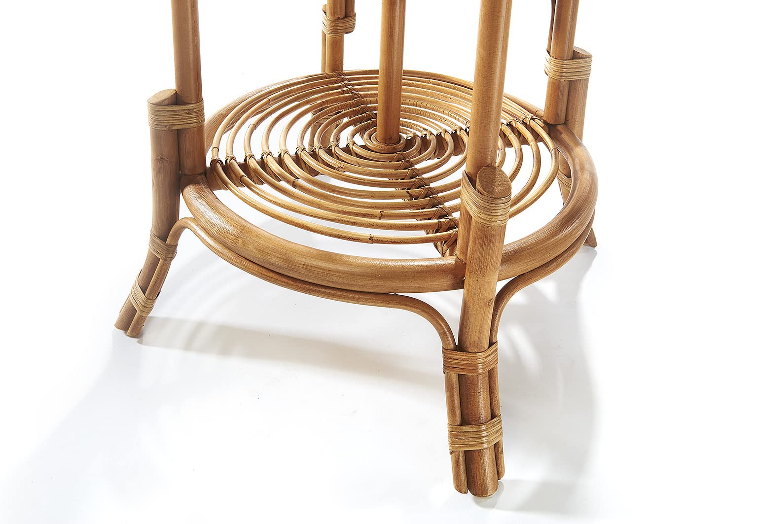 Kobolo Blumenregal Blumenhocker Pflanzenständer Regal aus Rattan - Natur - für 4 Töpfe