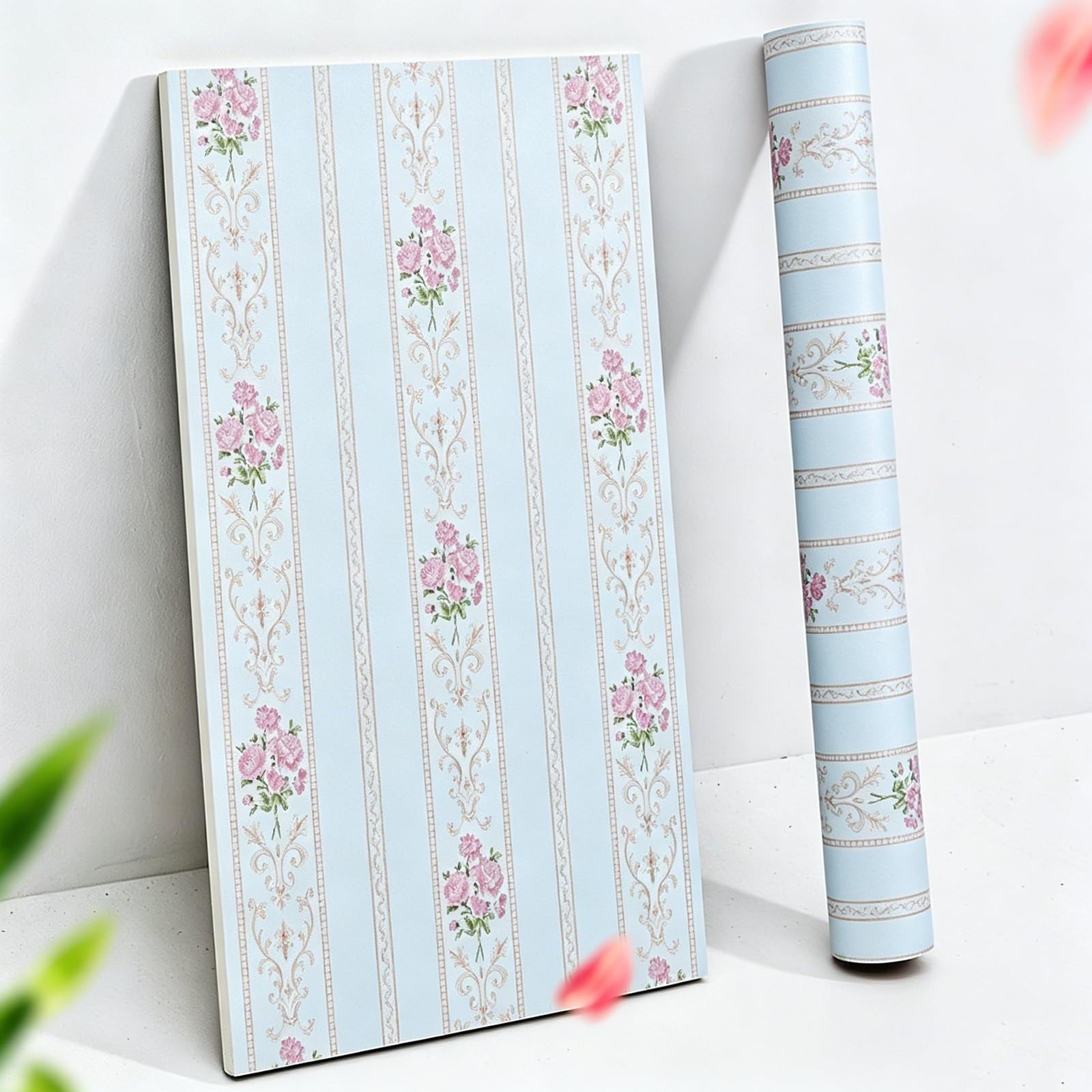 Zynqra F Loral Wallpaper Peel And Stick,Sel Adhesive Removable,Decorative Paper Vinyl Ilm Urniture Stickers Or Bathroom Kitchen Cabinets,Bedroom(F)