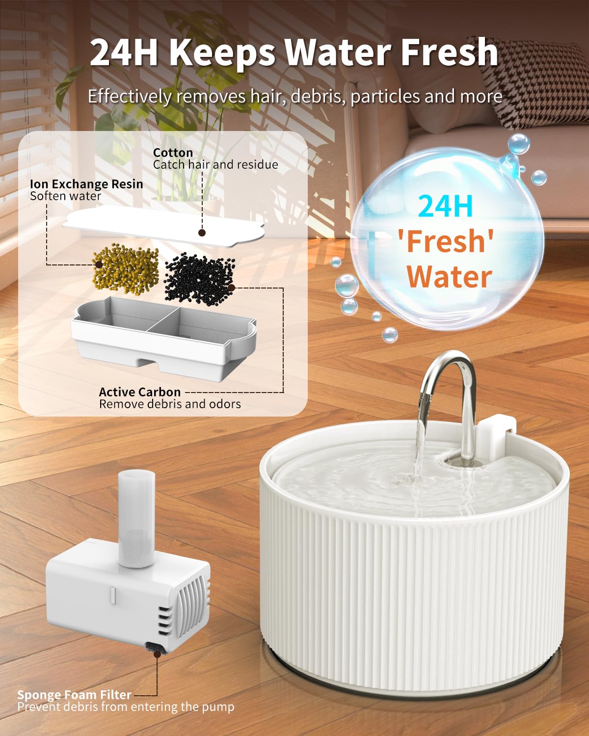 Fuente de agua de cerámica para gatos, fuente de agua automática para mascotas, dispensador ideal para gatos, perros y múltiples mascotas