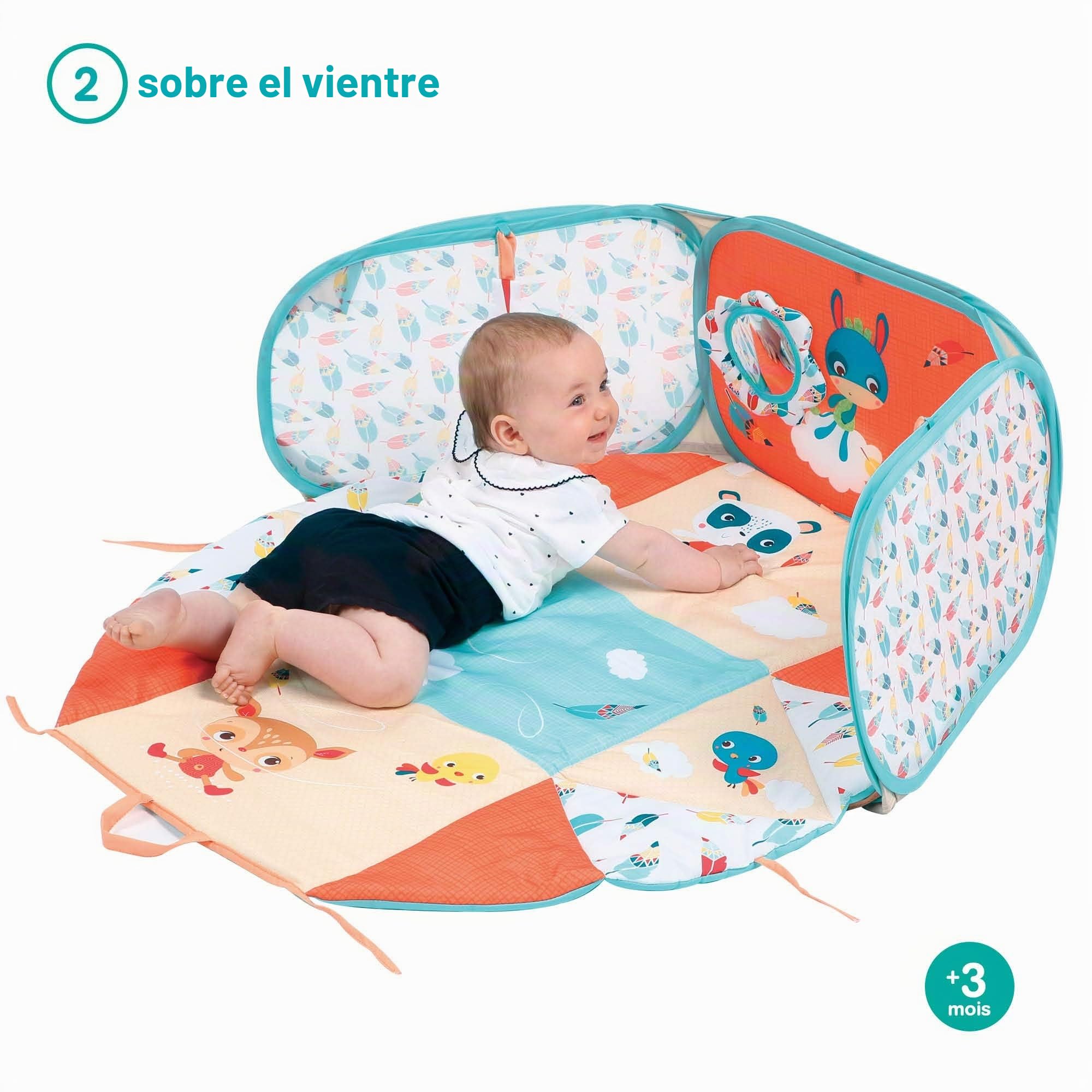 Ludi modulable, 3 Posiciones, Actividades, Alfombra de estimulación y Zona de Juego, Desarrollo de la motricidad, a Partir de 0 Meses, Multicolor, 1 Unidad (Paquete de 1) (JBM 20011)