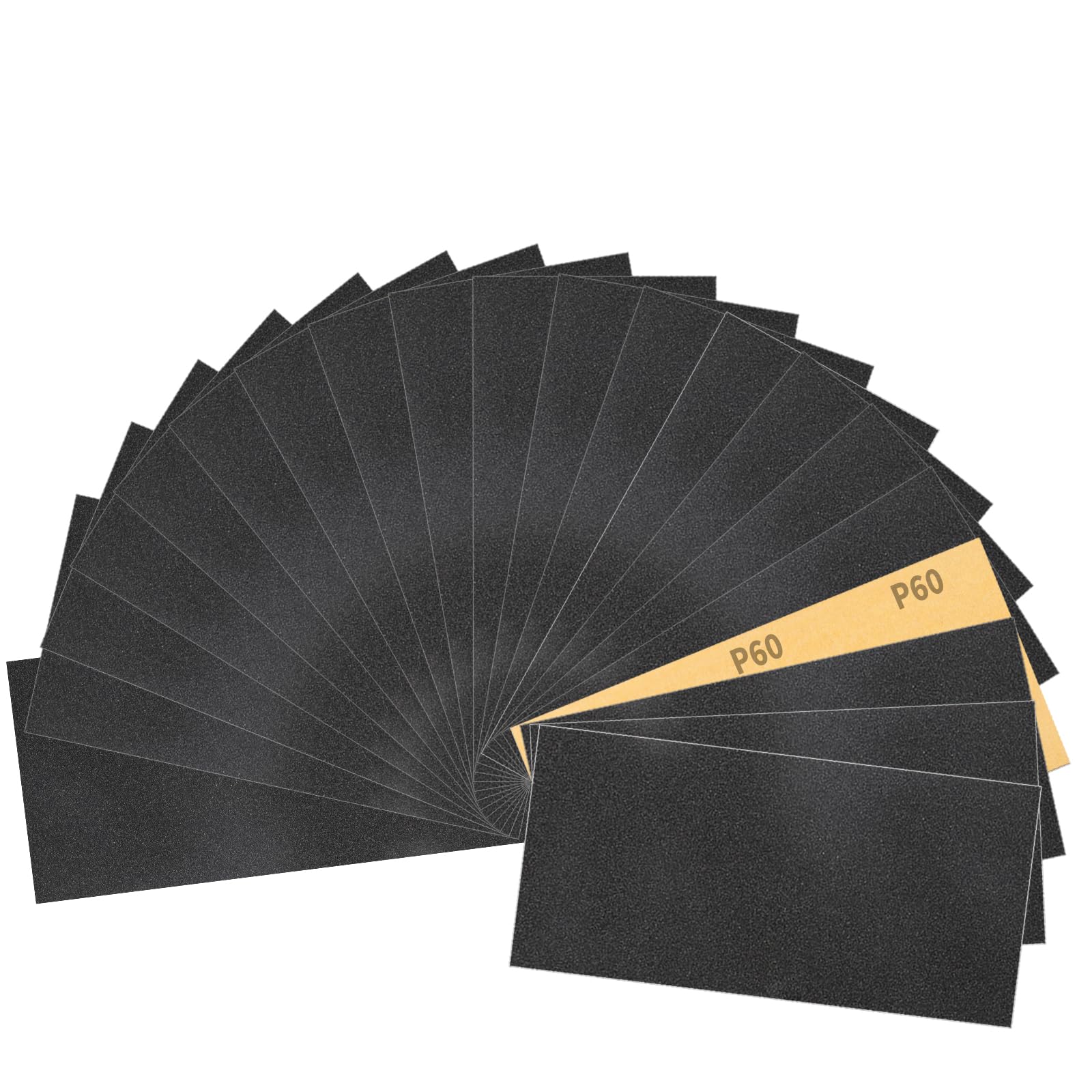 Sruhrak 30 Pieces Sandpaper 9.3 x 23 cm Waterproof Sanding Paper 60 Grits Sanding Sheets Set for Wood Metal Automotive Plastic Surface Preparation