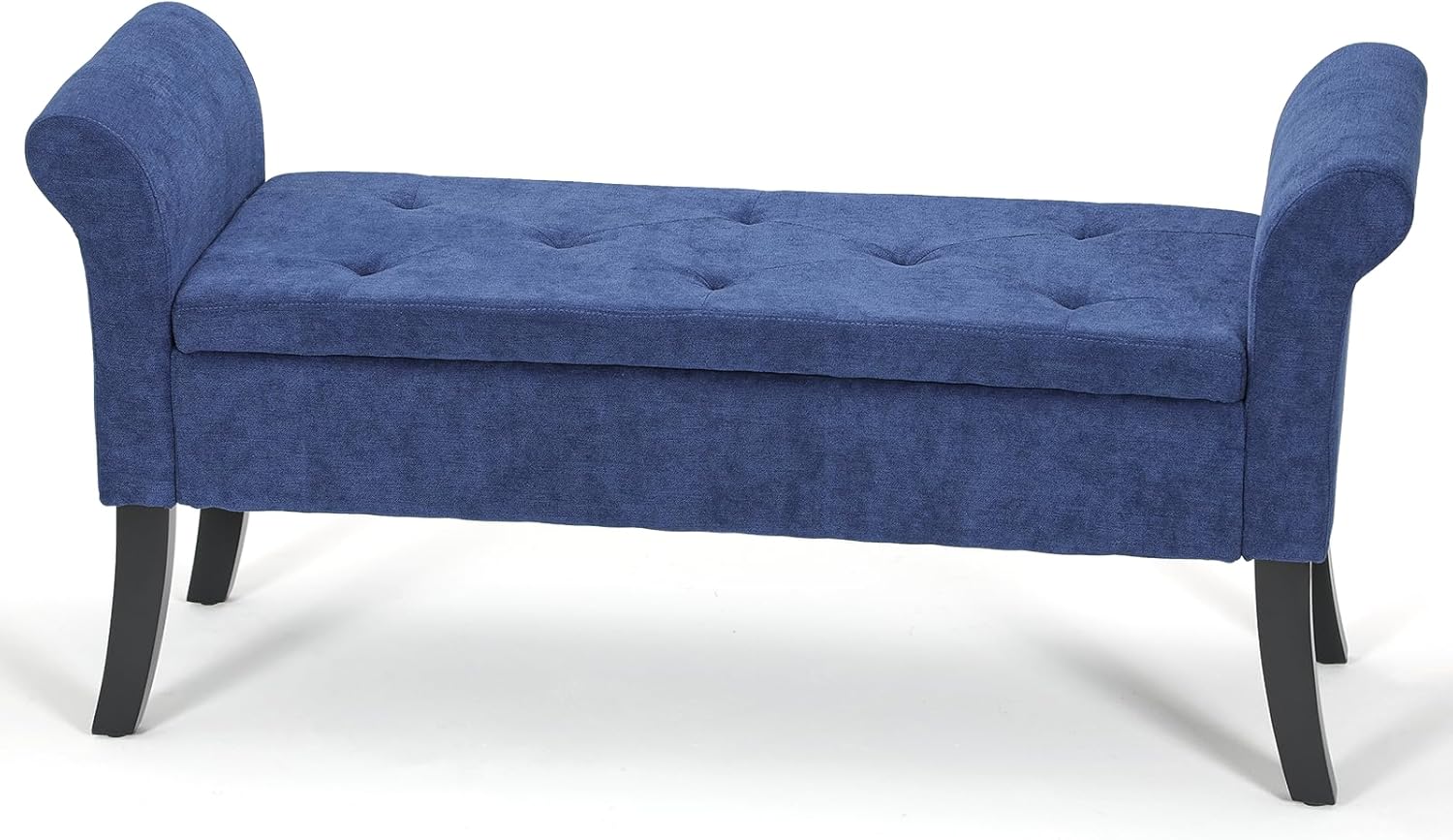POSSIBLE MISSING HARDWARE AS IS! Magshion 51\\\" Storage Ottoman Bench, Upholstered Tufted Bedroom Bench with Rolled Arms, Large Storage Chest for Living Room, Entryway, Dorm, Navy Blue