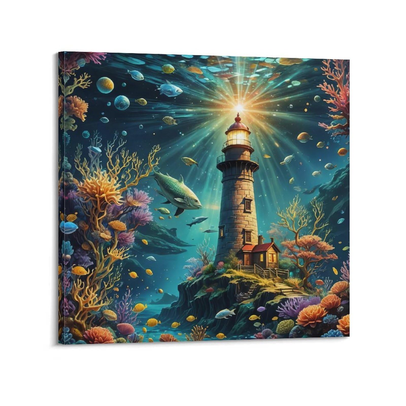 CXHJCA Lighthouse Poster Coral Whisper Poster Decorative Painting Canvas Wall Posters And Art Picture Print Modern Family Bedroom Decor Posters 24x24inch(60x60cm)