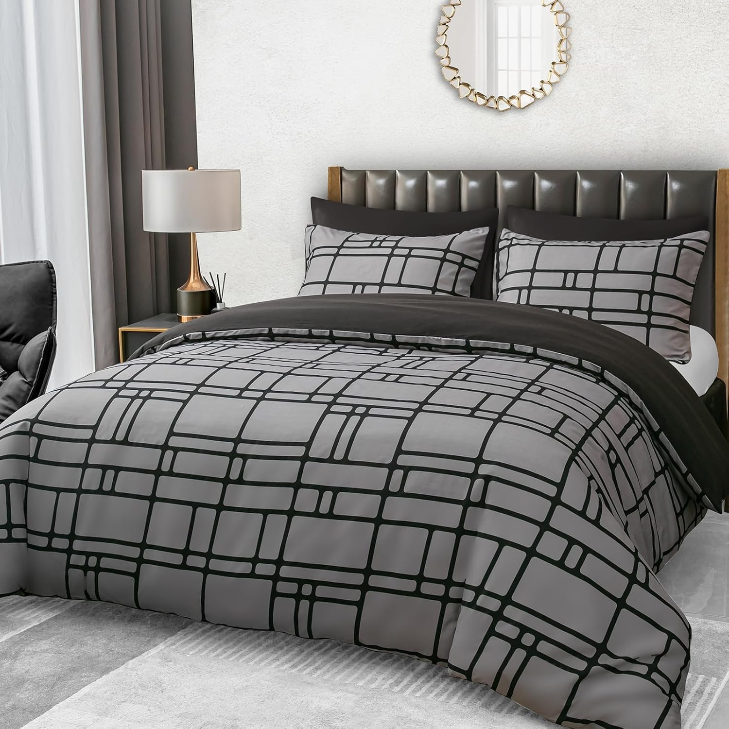 Pamposh 3 Pcs Single Duvet Cover Set with Matching Black Single Fitted Sheet 40 cm Extra Deep Pocket - UltraSoft Breathable Premium Microfibre Reversible Quilt Cover Bedding Set For All Seasons — view 16