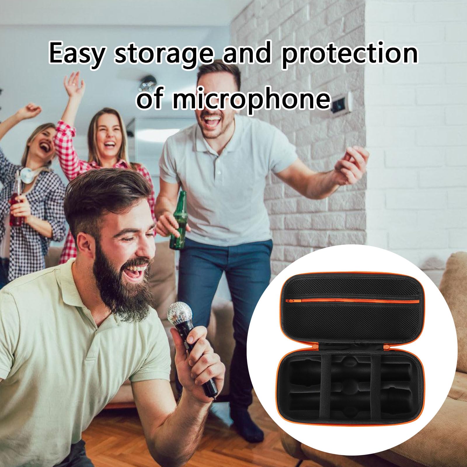 DIMITU Suitable for Wireless Double Microphone Handheld Double Mic Travel Bag Portable Microphone Storage Hard Case Outdoor Cas