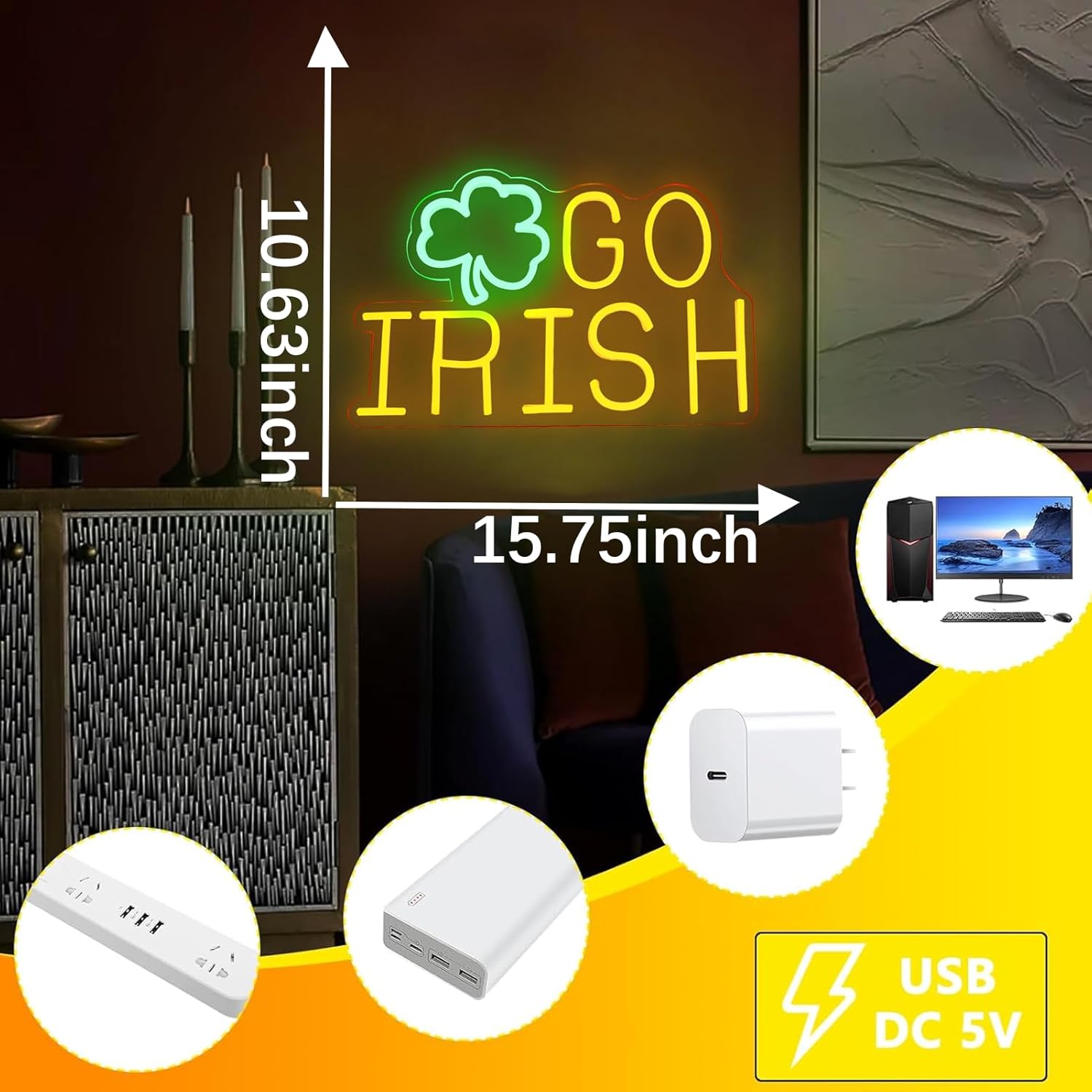 Football University Neon Sign Go Football IIrish Neon Sign for Wall Decor, Sports Theme Game Room Man Cave Bedroom Home Bar Decoration, USB Powered Neon Gift for Fans