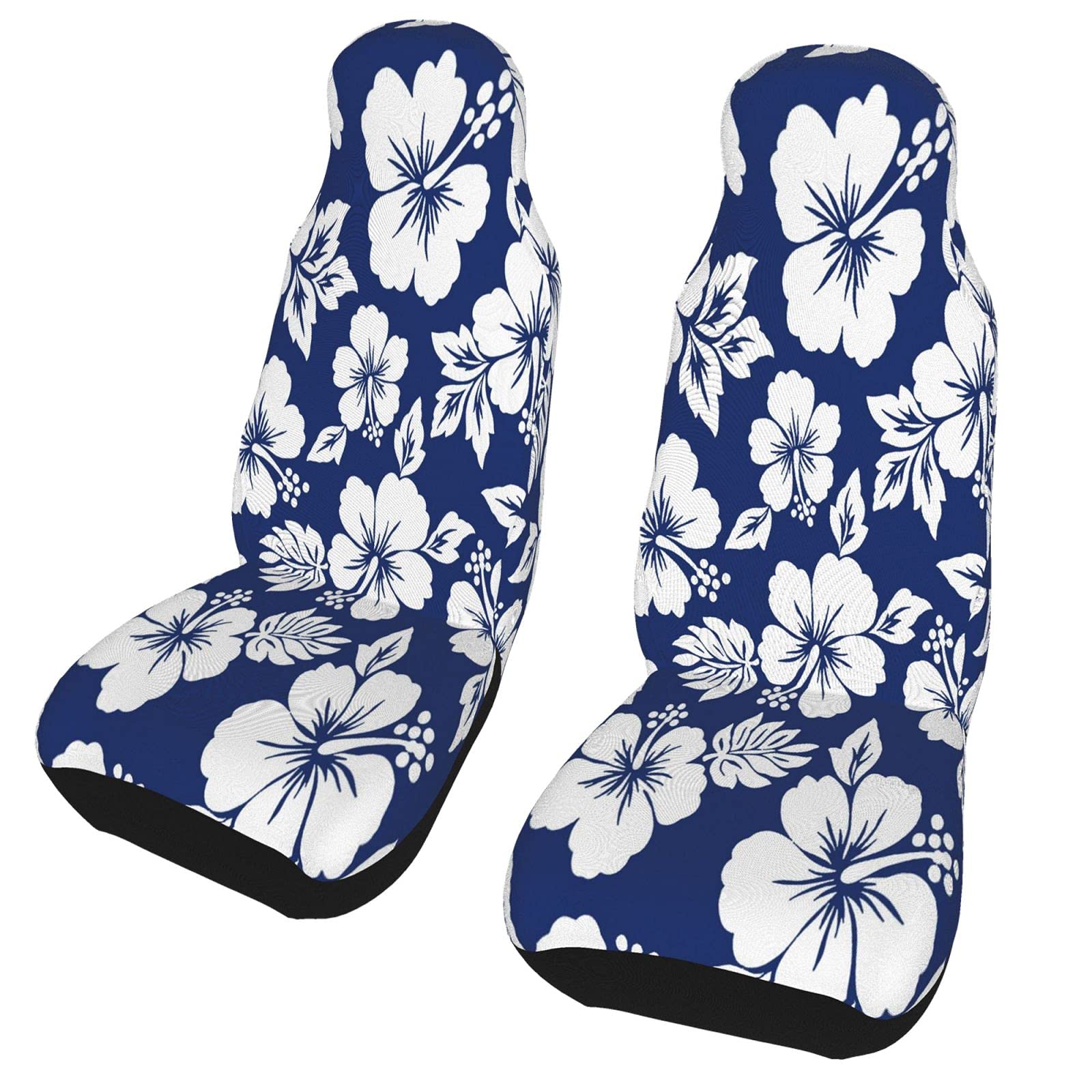 2 uds Fundas de Asiento de Coche Flor Hawaiana en Azul Protector de Asiento Delantero Alfombrilla de Coche Ajuste Universal para Fundas de Asiento de Coche Interior