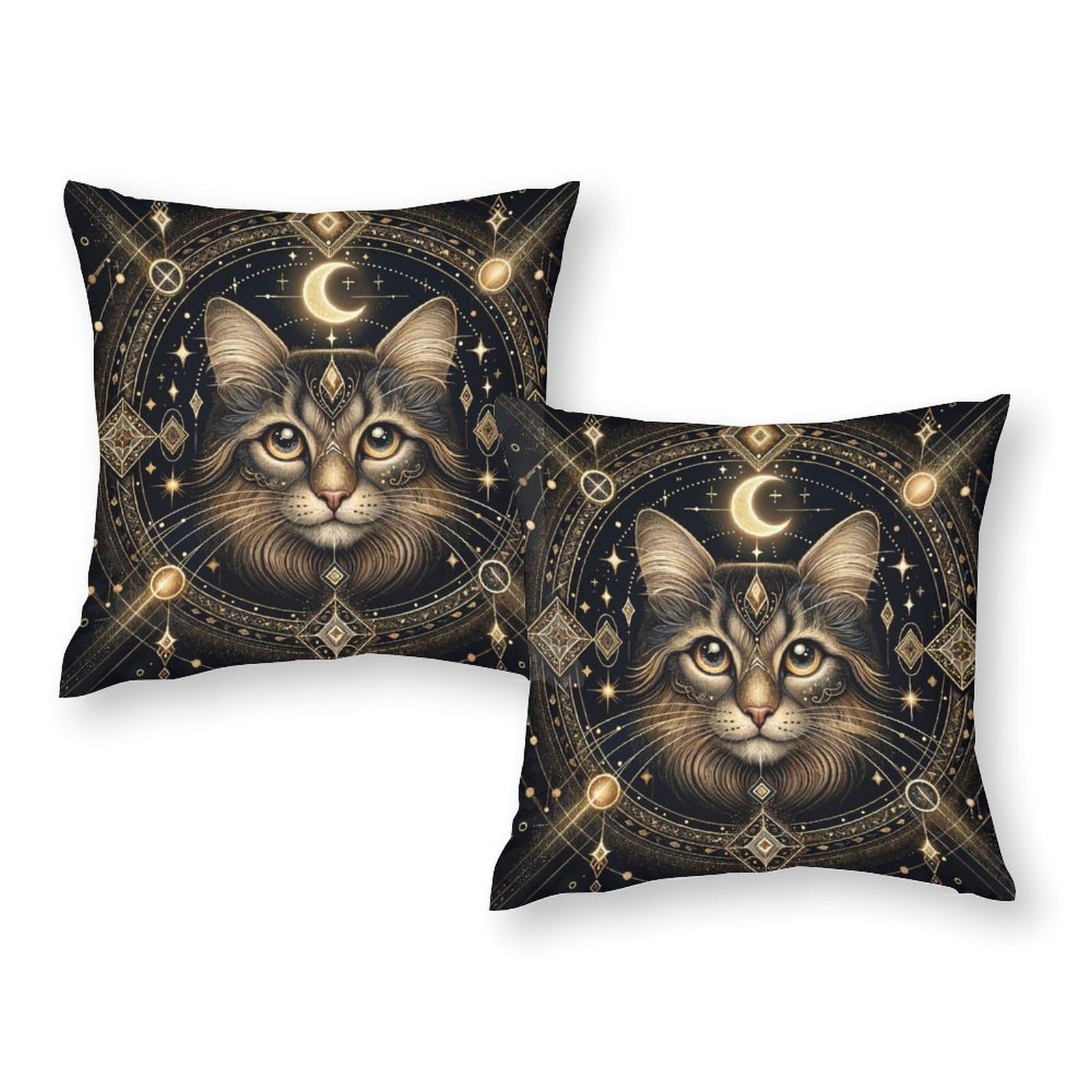 Housse de coussin hypoallergénique chat mandala pour literie saine