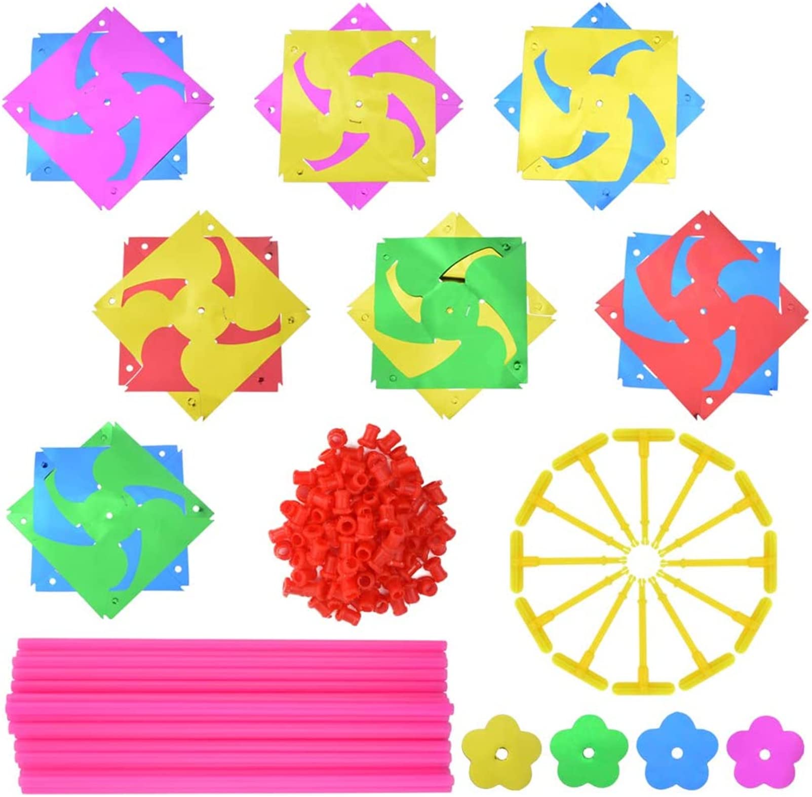 50 Pcs Plastic Rainbow Pinwheel,Windmill Party Pinwheels DIY Pinwheels Set for Garden Lawn Party Decor - Image 4