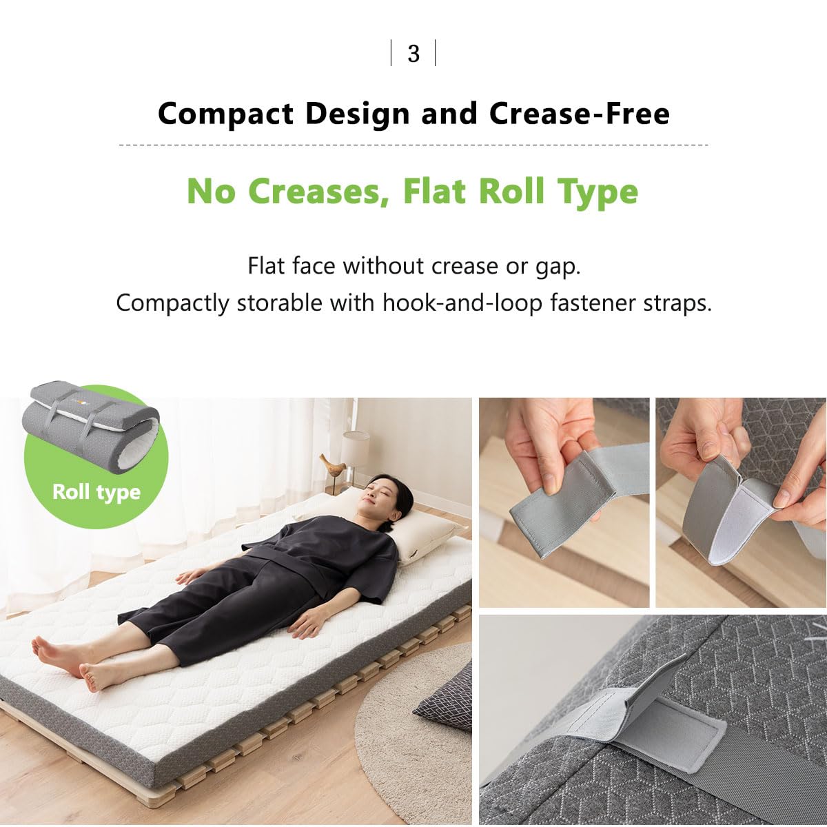 EMOOR Matelas de Sol Type Rouleau Relax-2 90 x 195 cm Haute Résilience, Répartition de la Pression Housse Amovible et Lavable Facile à Rouler Camping Invité