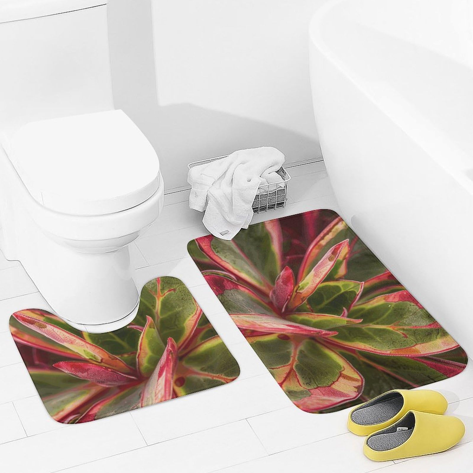 Tapis de bain de qualité supérieure à motif succulentes chic et doux