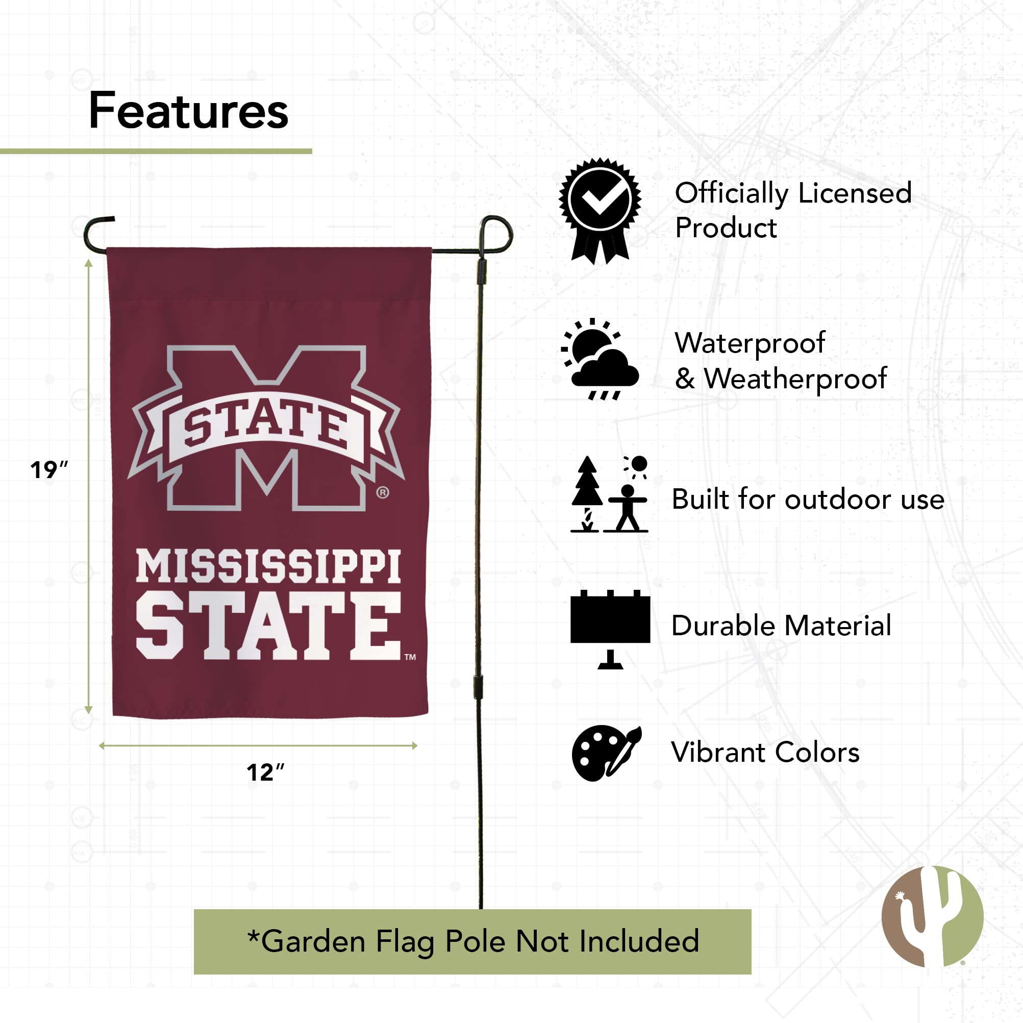 Mississippi State University Gartenflagge - 48x30 Cm, Doppelseitig, 150D Polyester