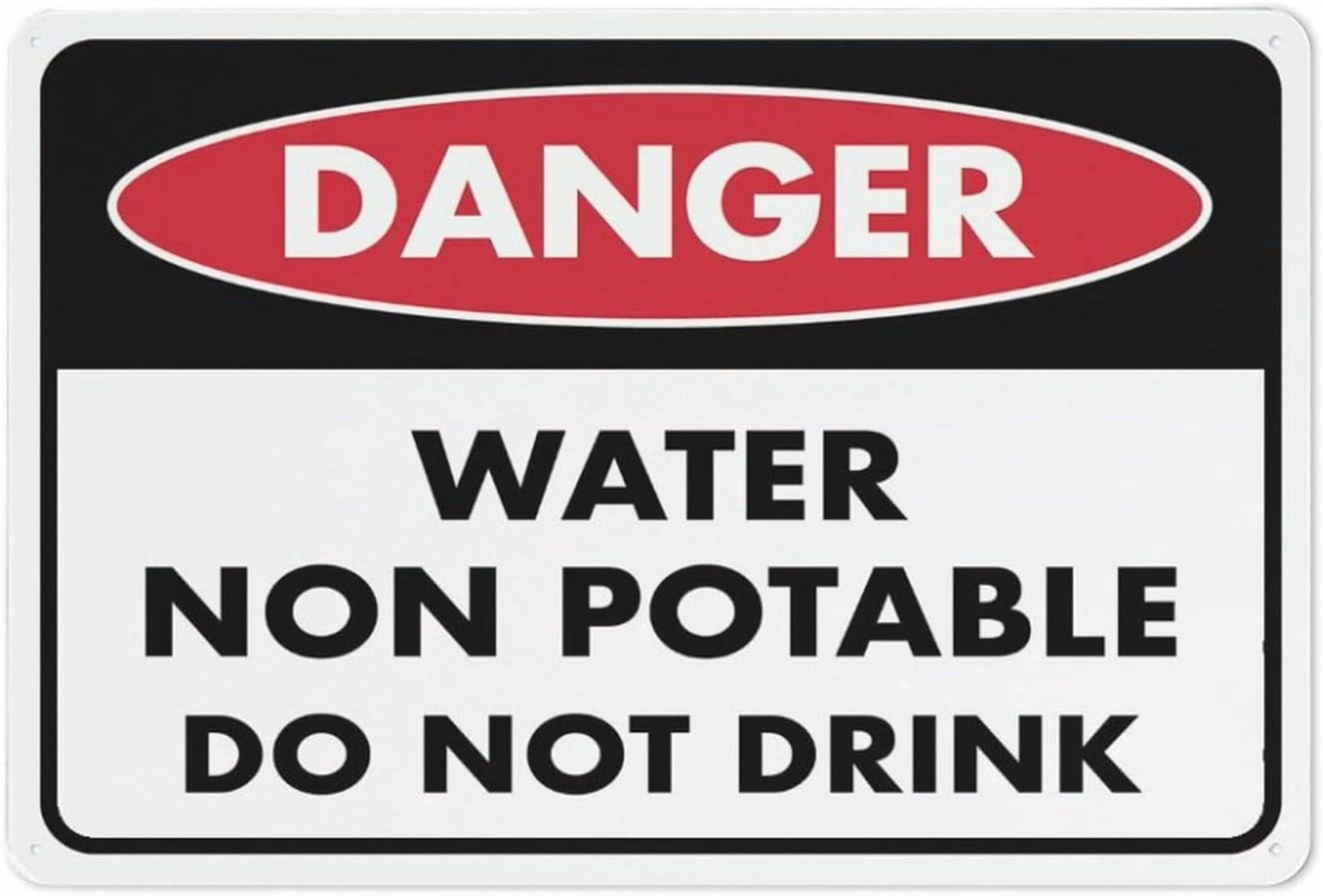 (2-Pack) Metal Tin Sign Danger Water Non Potable Do Not Drink Sign 12X8 Inch Uv Ink Printed For House And Business