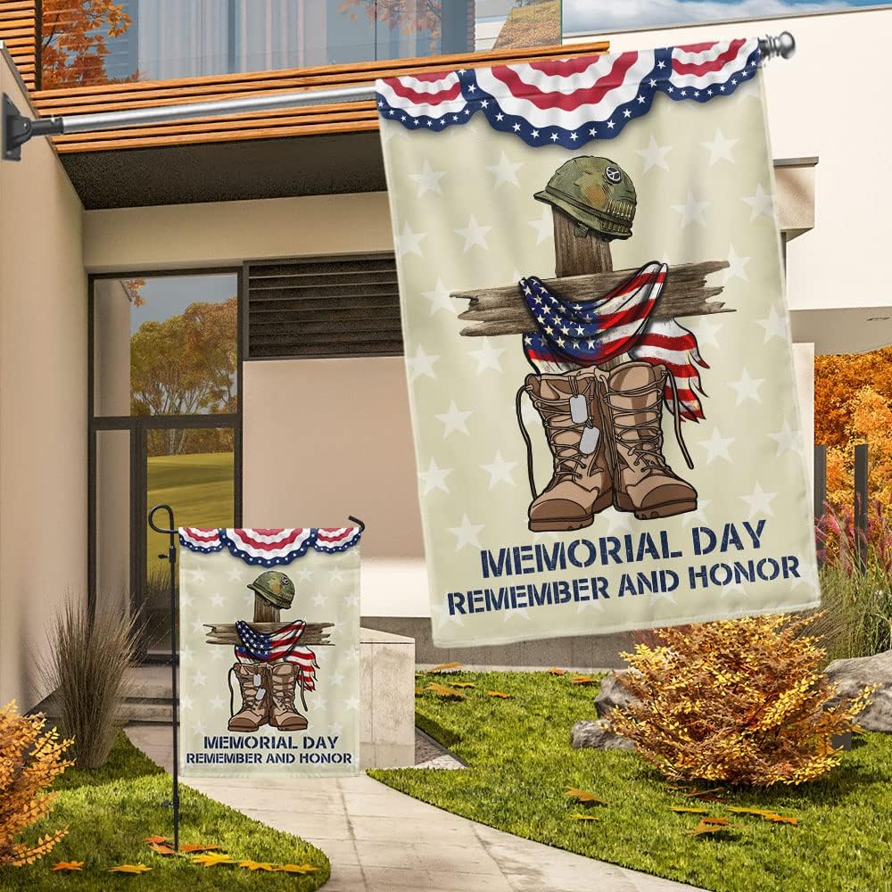 American Flag-Memorial Day Flag Remember And Honor flag TQN1009Fv1, House Flag (29.5" x 39.5")-USA Flags Premium Polyester-Decorative Indoor Outdoor Flag