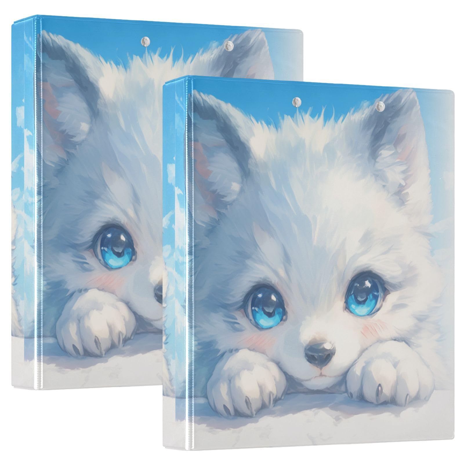 Raccoglitori da 2,5 cm e mezzo per la scuola con lupo bianco e blu