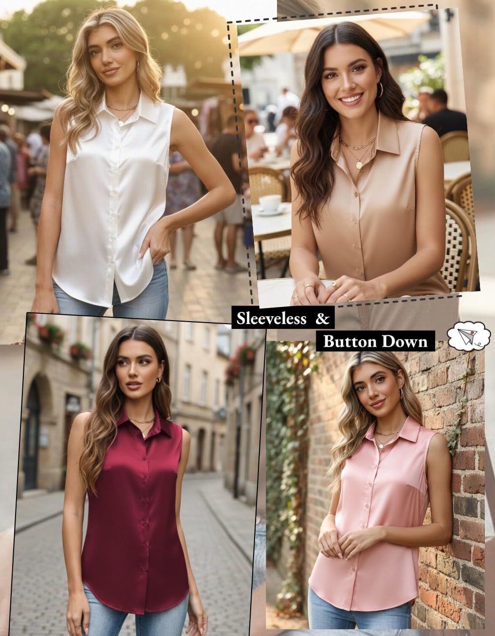 Zeagoo Womens Satin Blouse Sleeveless Silk Tank Tops Button Down Shirts Business Casual Outfits 2026 - Image 5