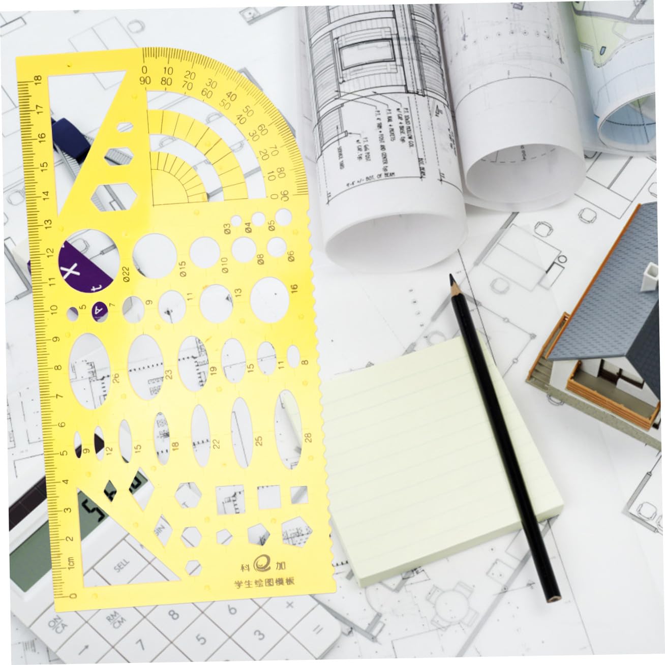 SHINEOFI 3 Juegos Regla De La Herramienta De Medición Multi Plantillas Para Pintar Regla Arquitectónica Métrico Gobernantes Plantilla De Círculo Geometría Escala El Plastico Yellow