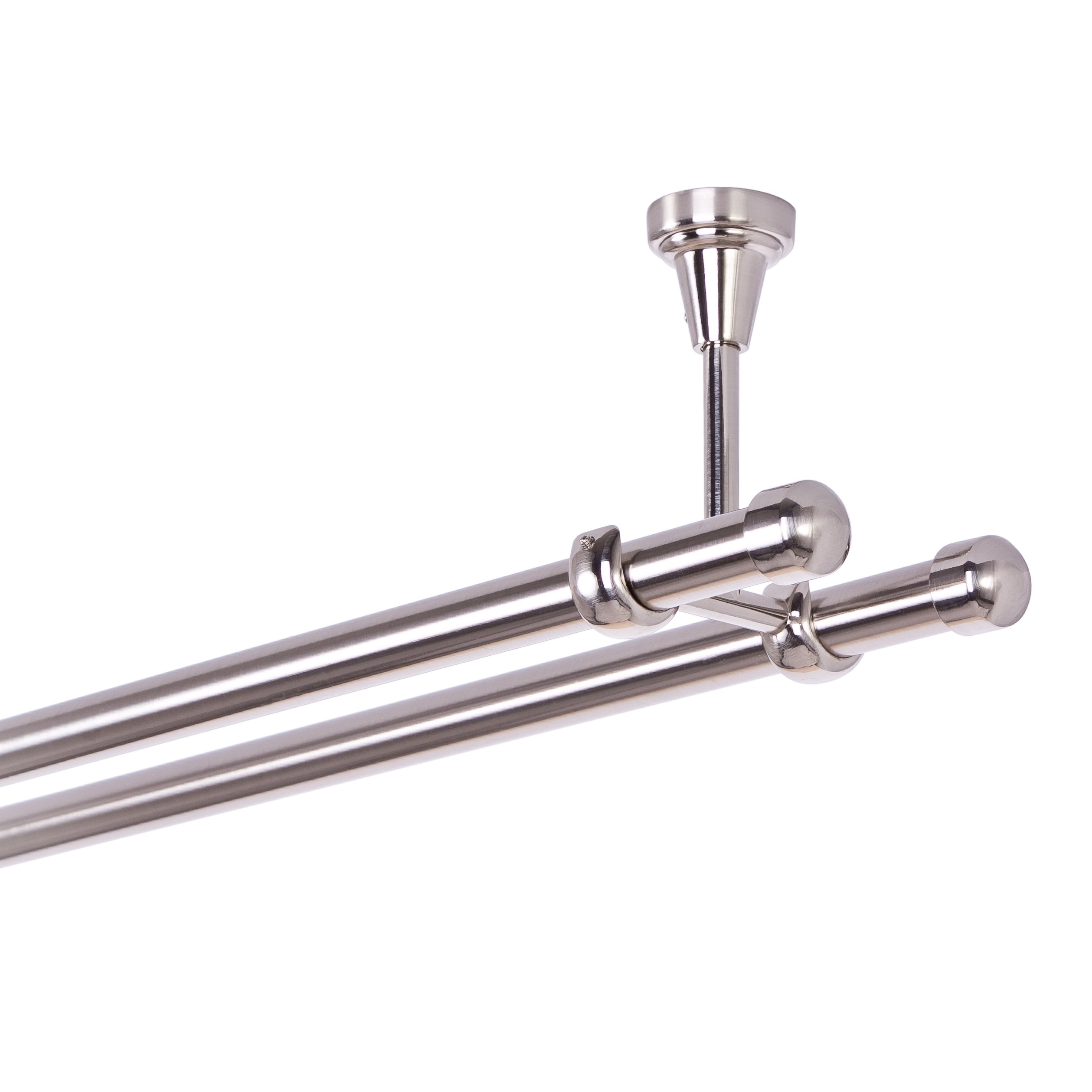 Asta Per Tenda Metallica 19 Mm In Acciaio Inox - 1 Unità Da 140 Cm Con Staffe E Fissaggi