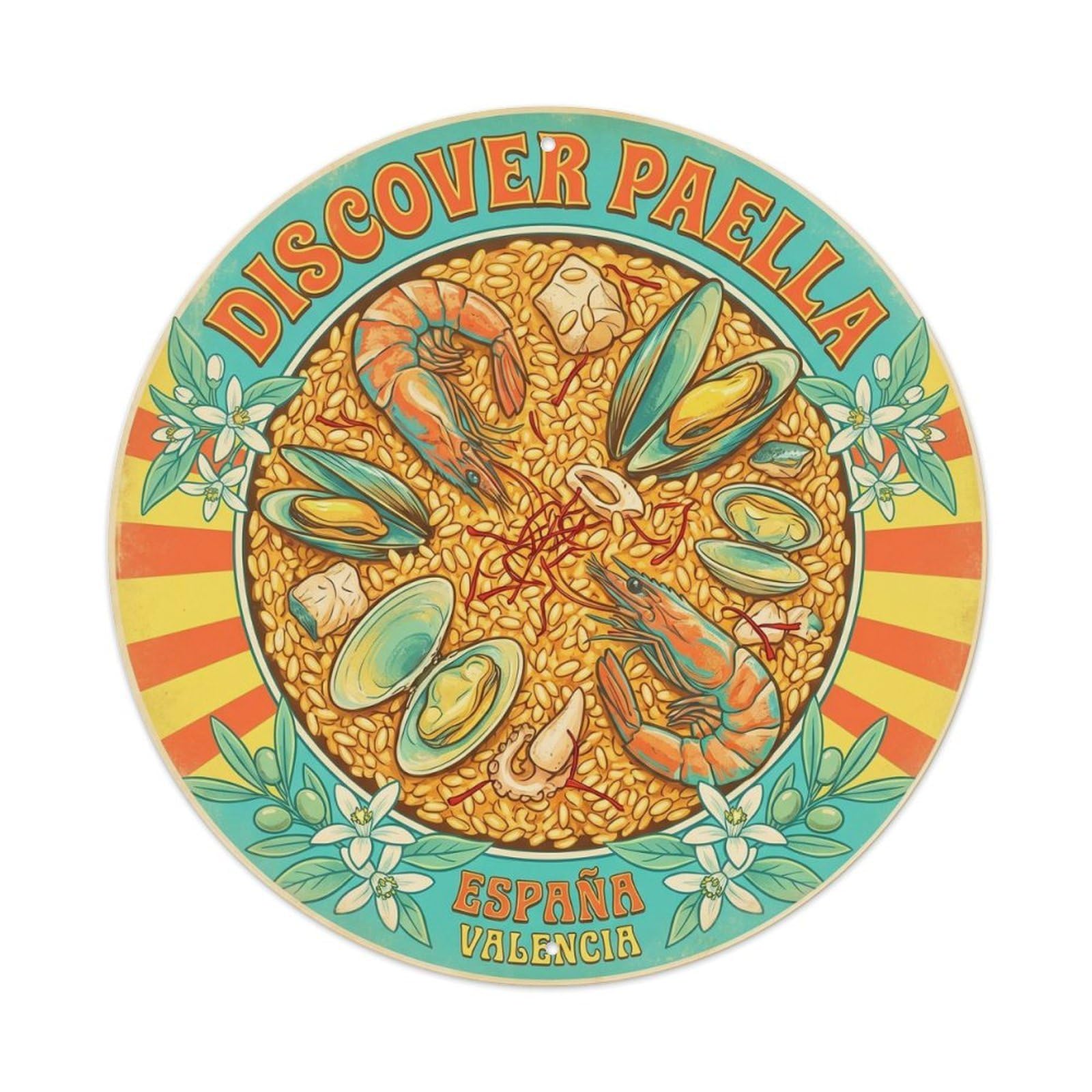 Paella Restaurant Travel Cuisine Spanish Food Metal Tin Sign