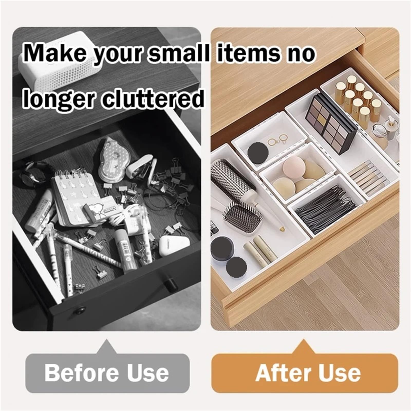 Divisores de cajones ajustables, caja de cocina, separador de cajones escalable para cubiertos, cosméticos y accesorios, solución de almacenamiento que ahorra espacio para una clasificación ordenada