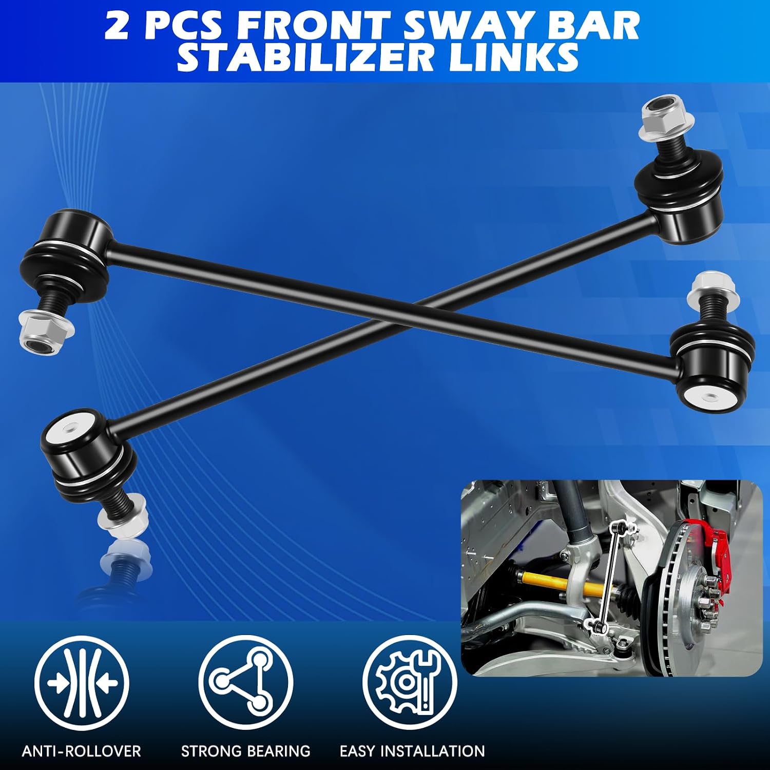 2Pcs Front Sway Bar Links Compatible with 2012-2018 Accent，2011-2016 Elantra，2014-2018 Forte - Replaces K750523