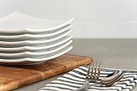 Vista 4 de 10 Strawberry Street Ceramic Simply White 6" Coupe Square Appetizer Plate, Set of 6