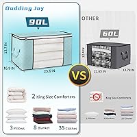 Vista 2 de Budding Joy Bolsas de Almacenamiento Grandes de 90 L, Paquete de 4 Contenedores de Almacenamiento de Ropa Plegables Organizador de Armario