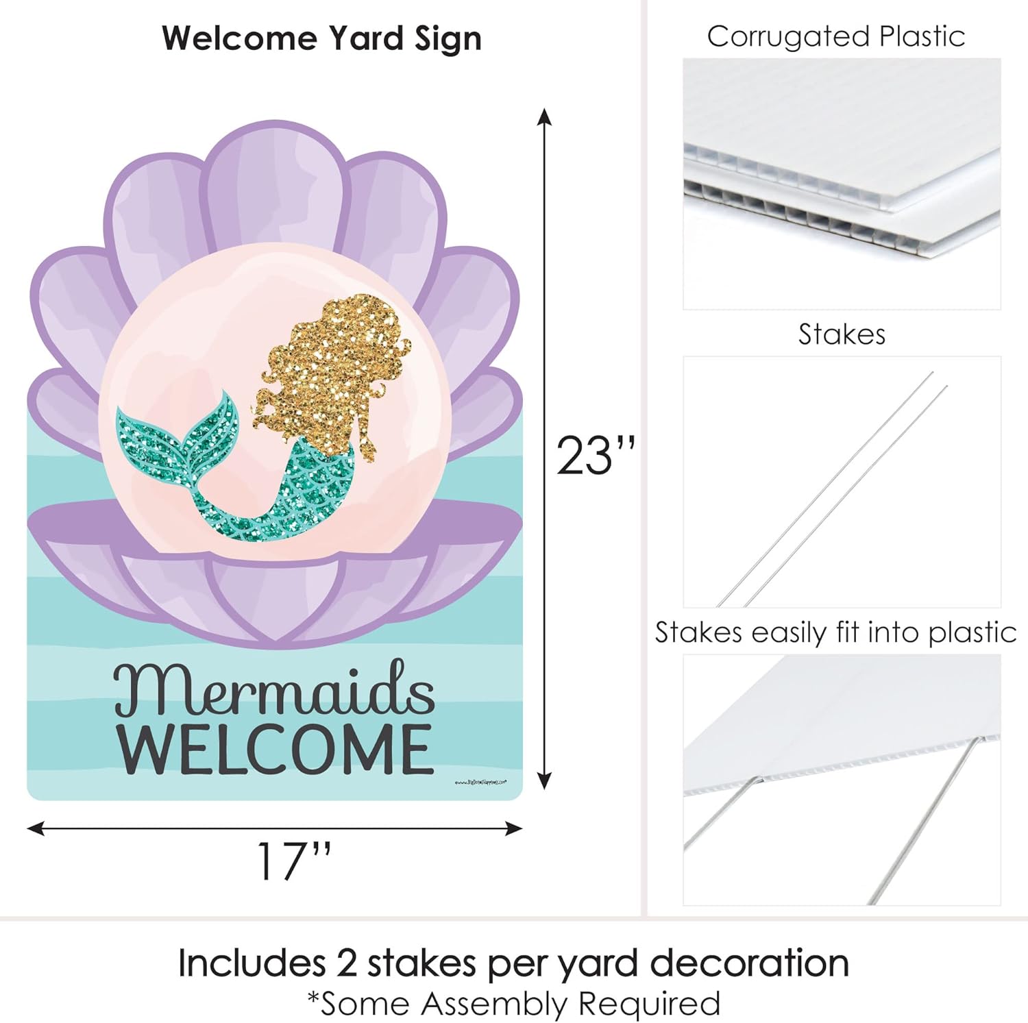 Big Dot of Happiness Let's Be Mermaids - Party Decorations - Birthday Party or Baby Shower Welcome Yard Sign