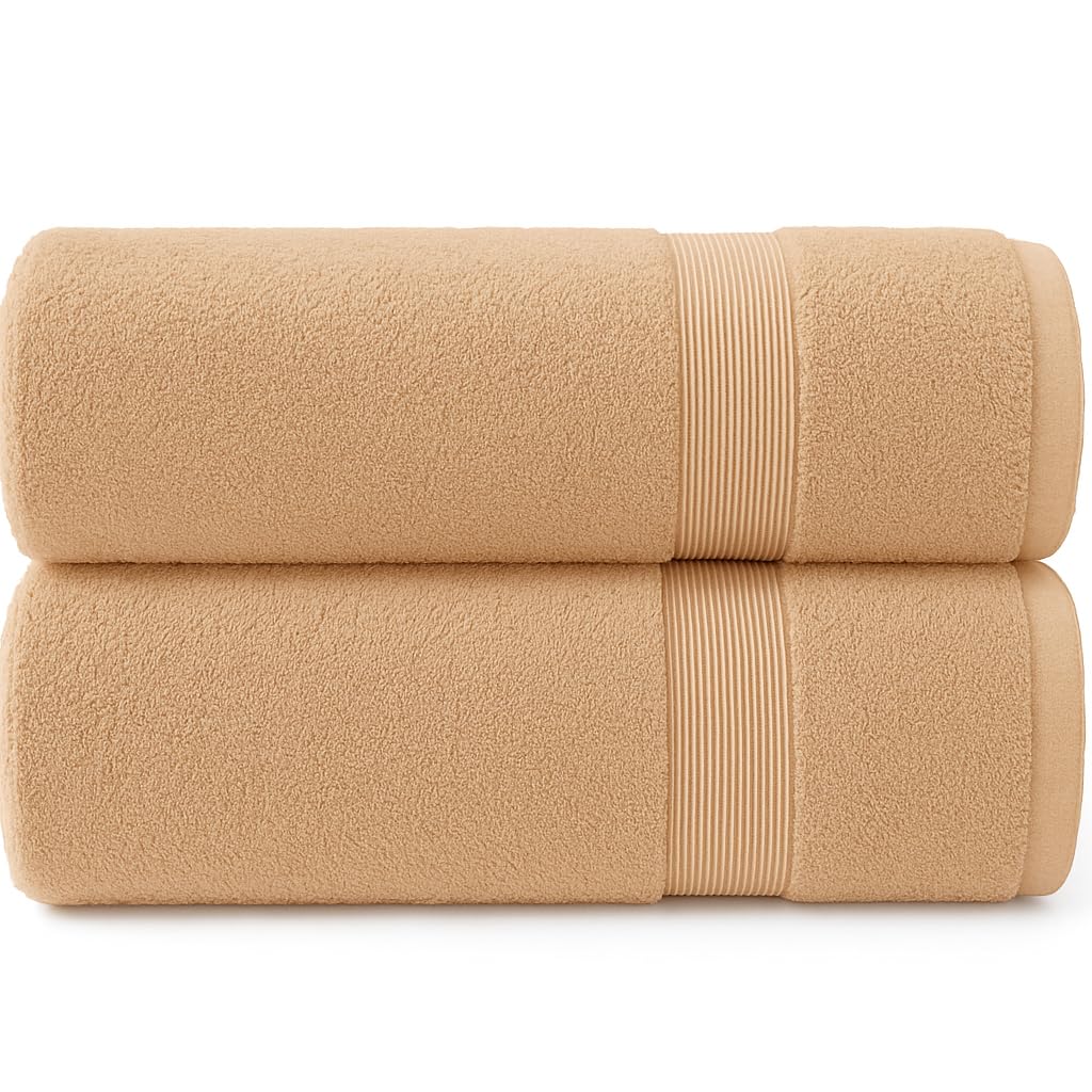 Diamond Tex - Super Jumbo Bath Sheet (90 x 180 cm) - 100% Egyption Cotton Highly Absorbent and Quick Dry Extra Large Bath Sheet - Super Soft Hotel Quality Towel (1, Latte)