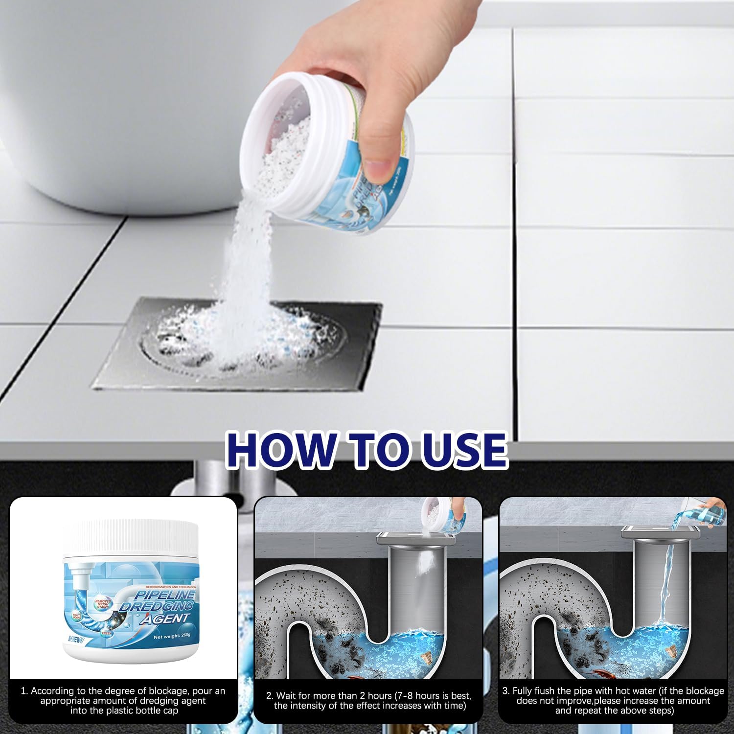 Sink Drain Hair Clog Remover Cleaner, Drain Clog Remover Agent, Toiletunclogger Heavy Duty, Unclog Clogged - Image 7