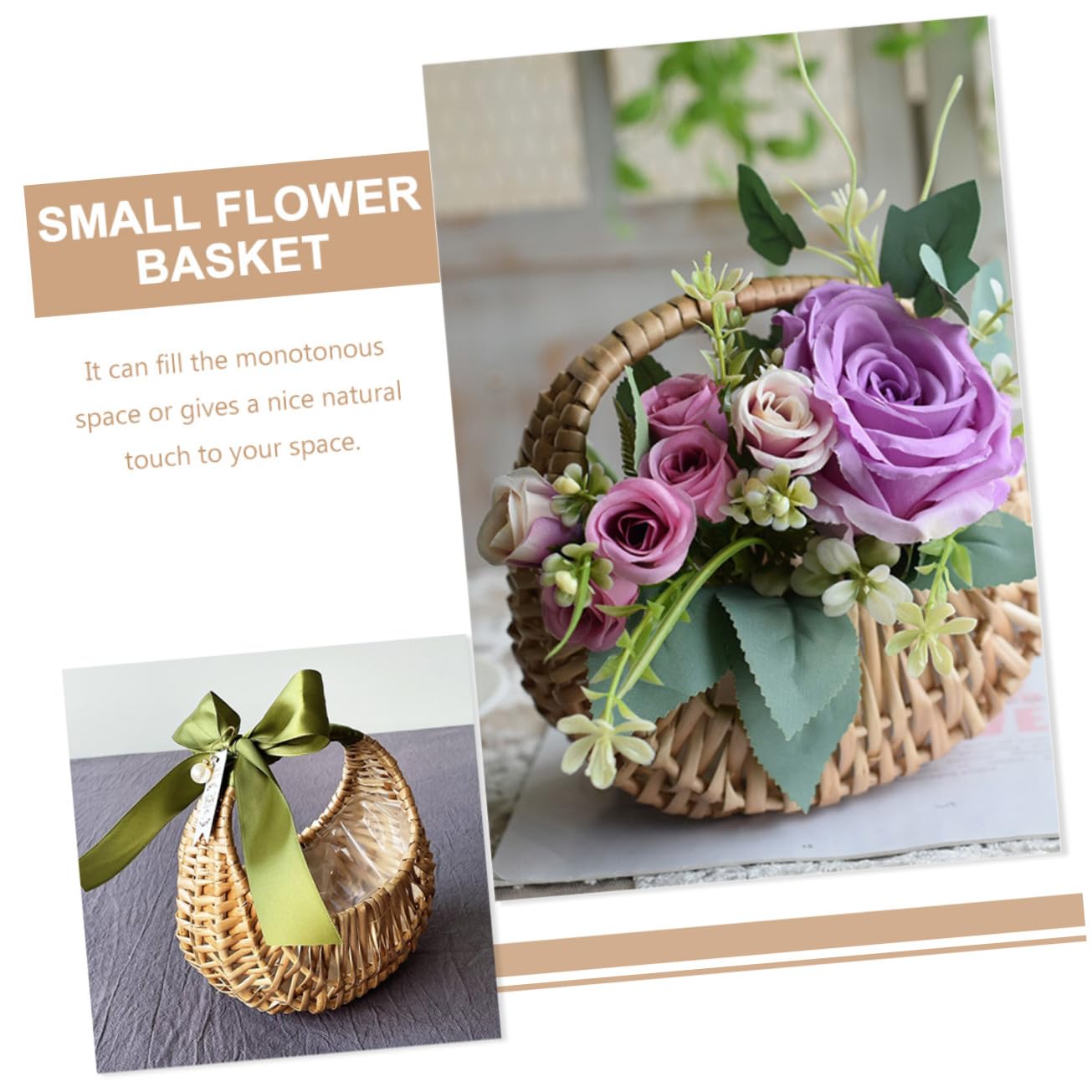 Blumenmädchenkörbchen 3 Stück aus Weidengeflecht für Hochzeiten | Handgewebt, mit Henkel und Einzigartiger Form, Leichter Aufbewahrungskorb, für Balkon und Korridor