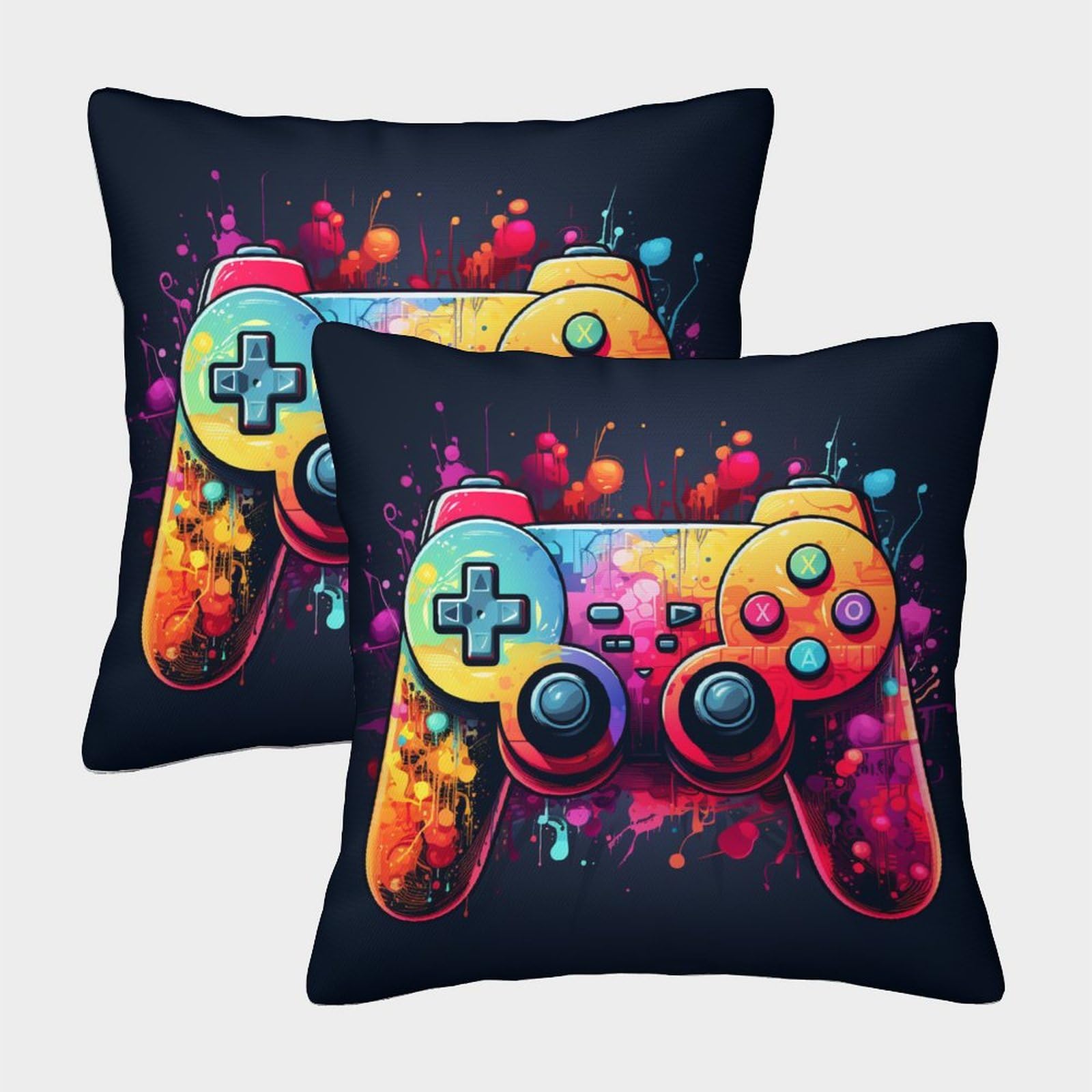 GUYDZOOM Gamepad Cushion Covers Set of 2 Interior Decorative Cushion Cover for Bedroom Sofa Cushion Cover Hidden Zip Interior Decoration |40x40cm