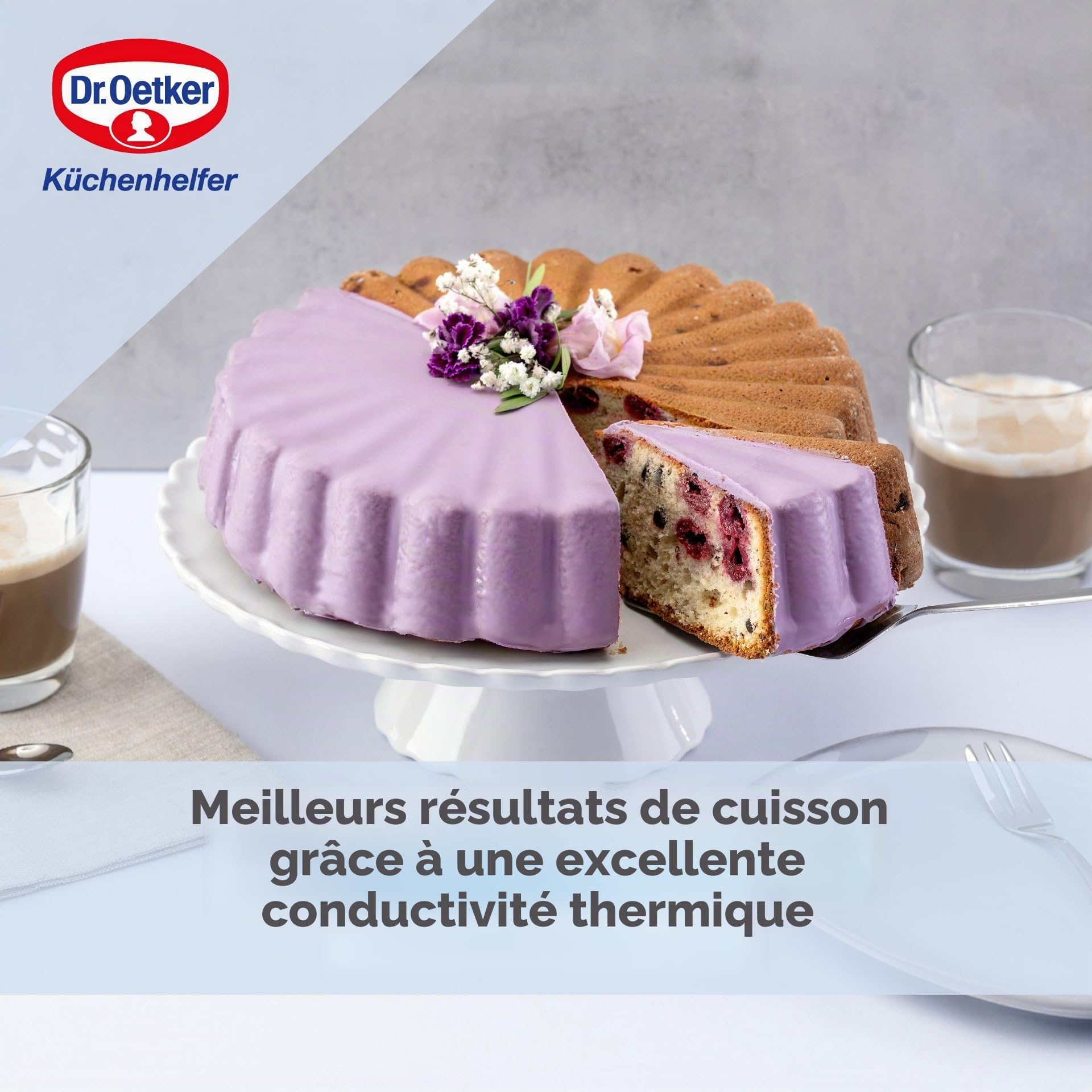 Dr. Oetker Moule à charlotte Back-Liebe émaillé, diamètre : 28 cm, revêtement en émail de qualité supérieure, résistant aux coupures et aux rayures, bleu océan, passe au lave-vaisselle, moule à gâteau