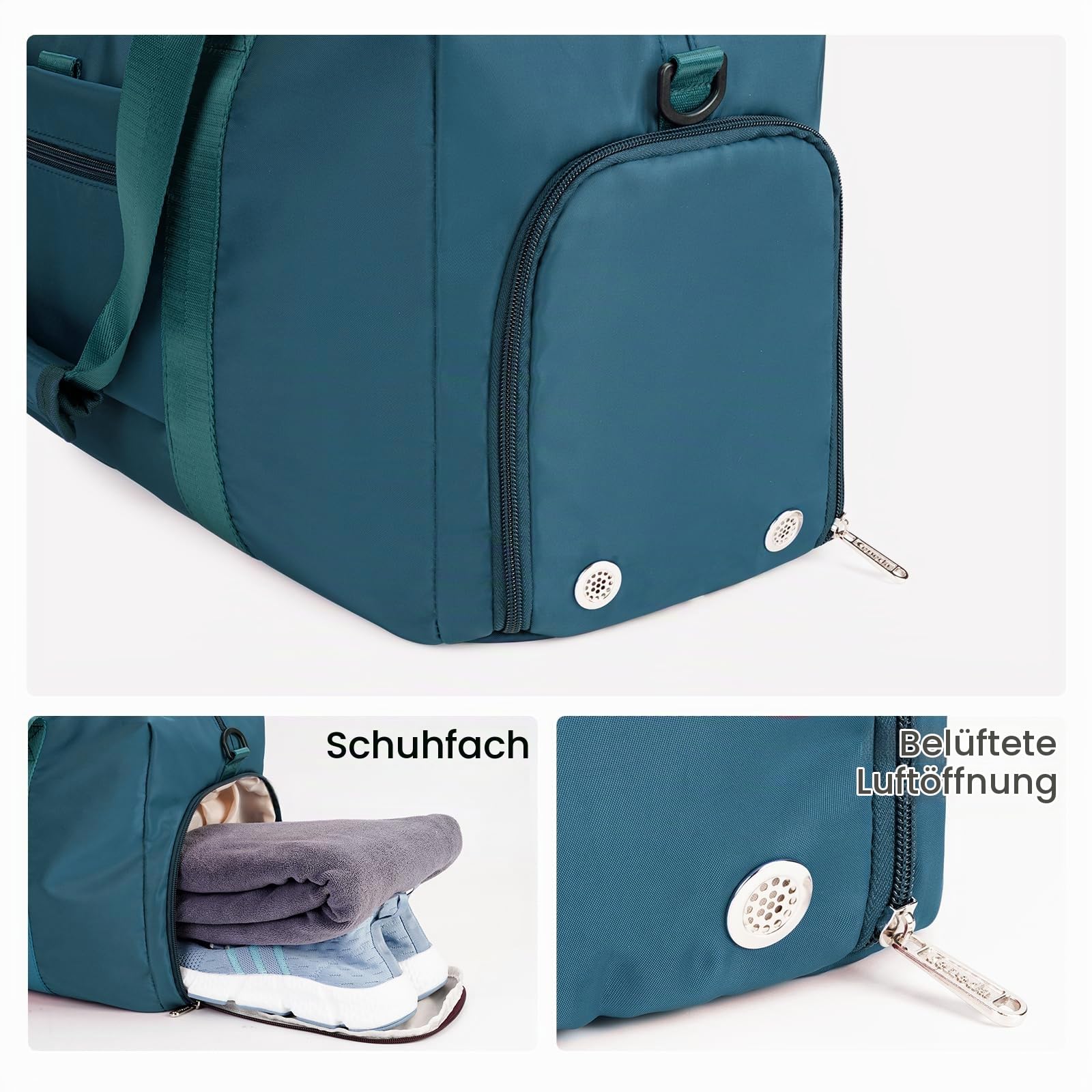 Ceneda Sporttaschen Klassische mit Schuhfach und Nassfach Tragbare Übernachtungs Wochenendtasche Reisetasche Yoga Tasche für Damen und Herren Gym Bag (Teal)